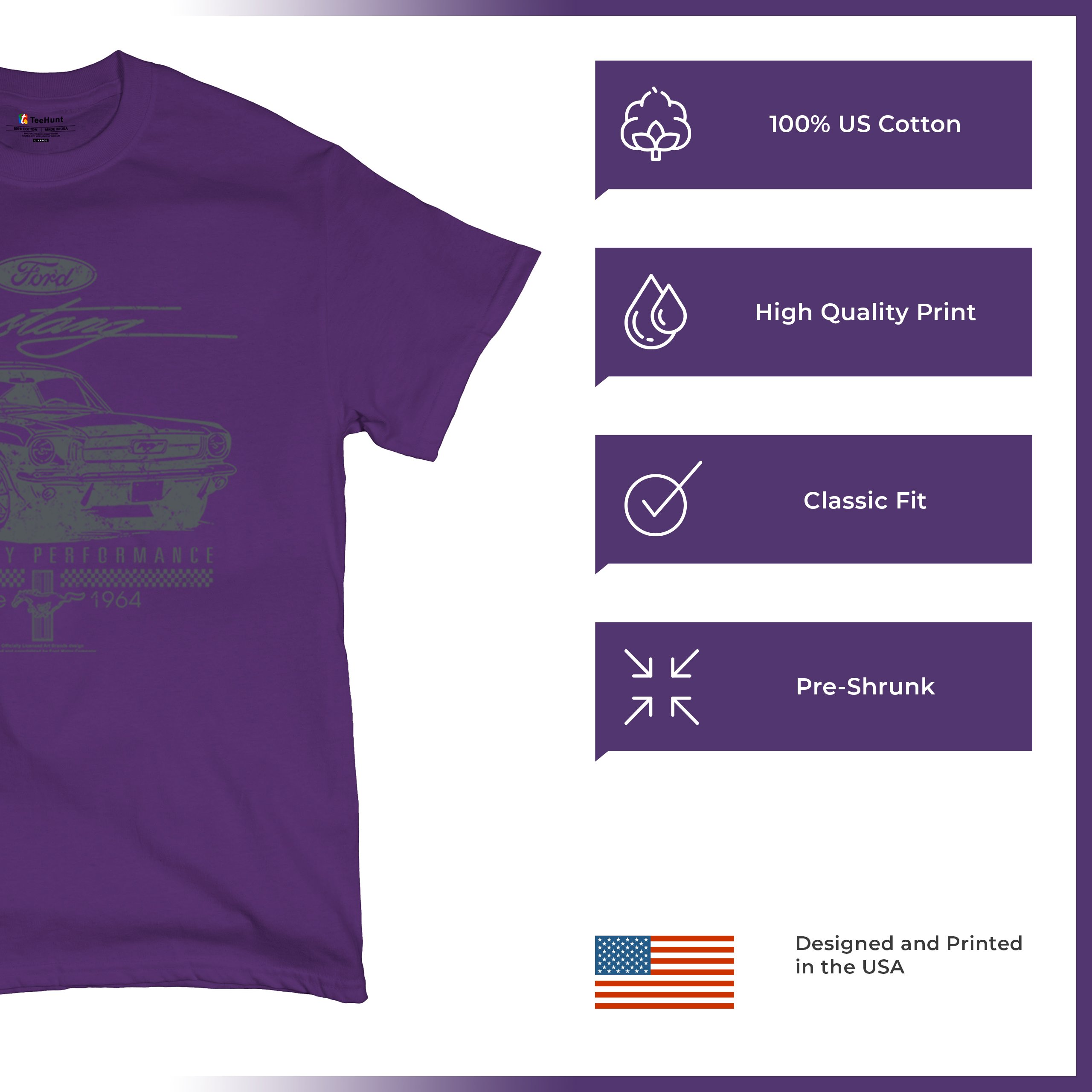 Mustang Legendary Performance Since Since 1964 T-shirt Ford Muscle Men's Tee - Picture 28 of 99