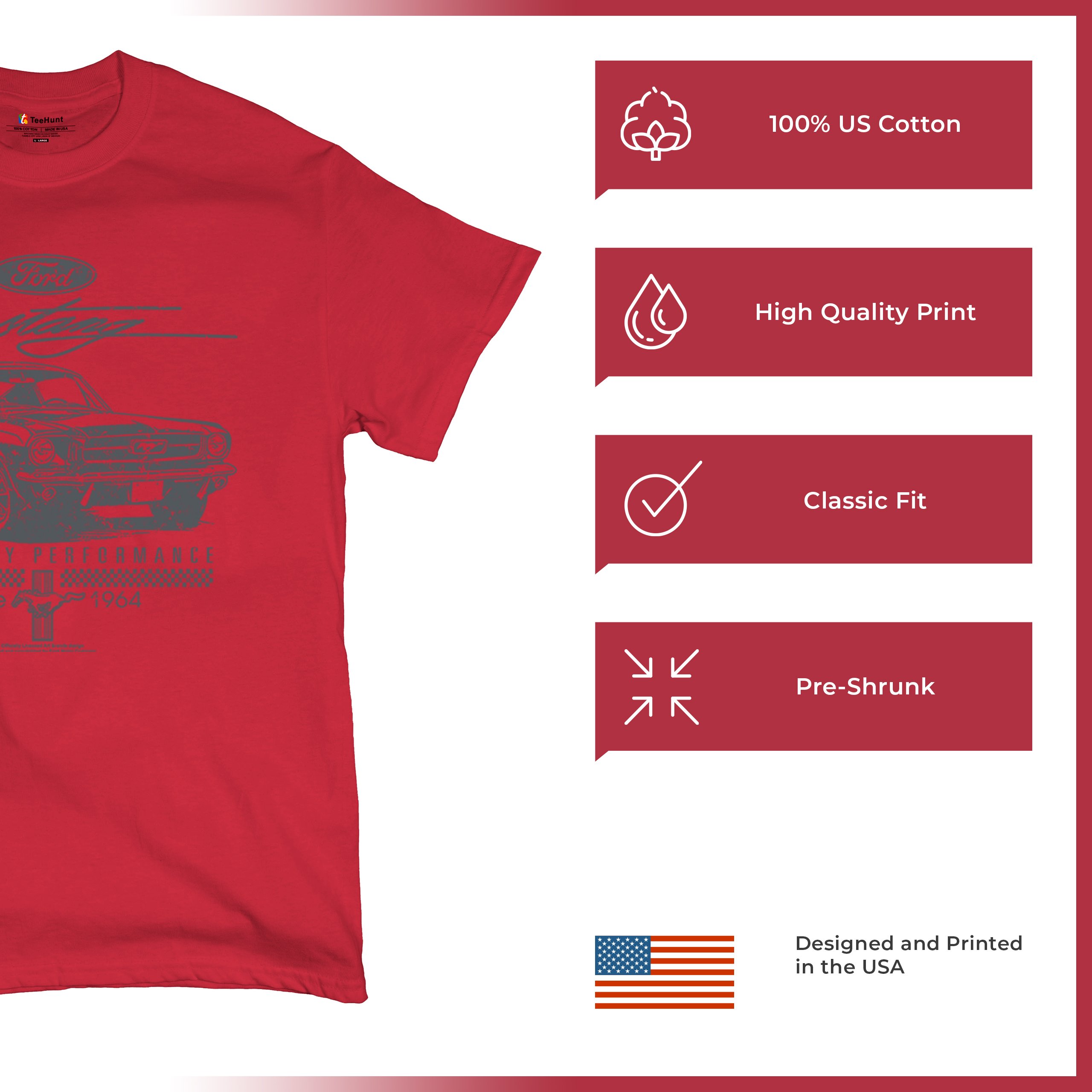 Mustang Legendary Performance Since Since 1964 T-shirt Ford Muscle Men's Tee - Picture 35 of 99