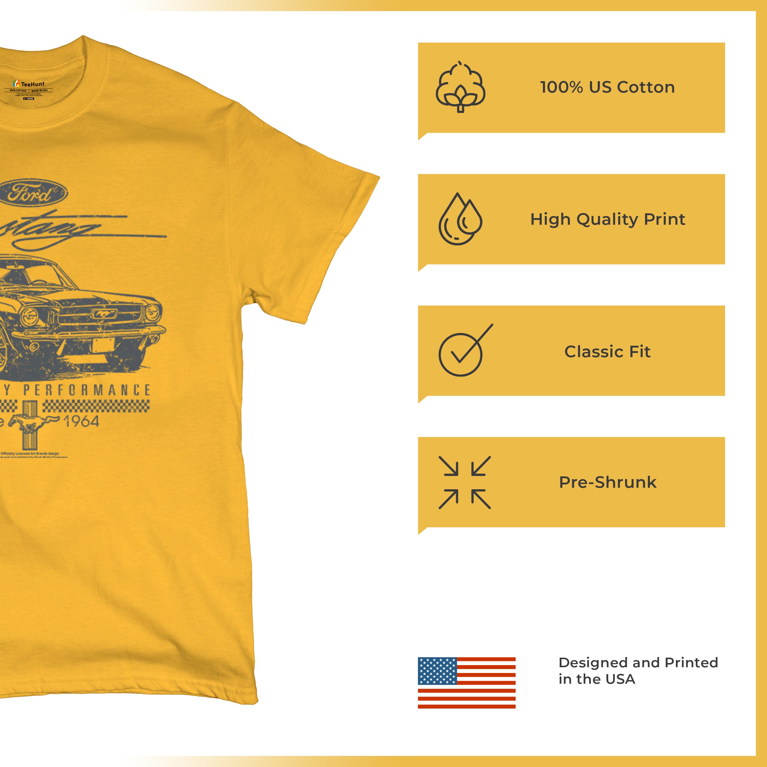Mustang Legendary Performance Since Since 1964 T-shirt Ford Muscle Men's Tee - Picture 98 of 99