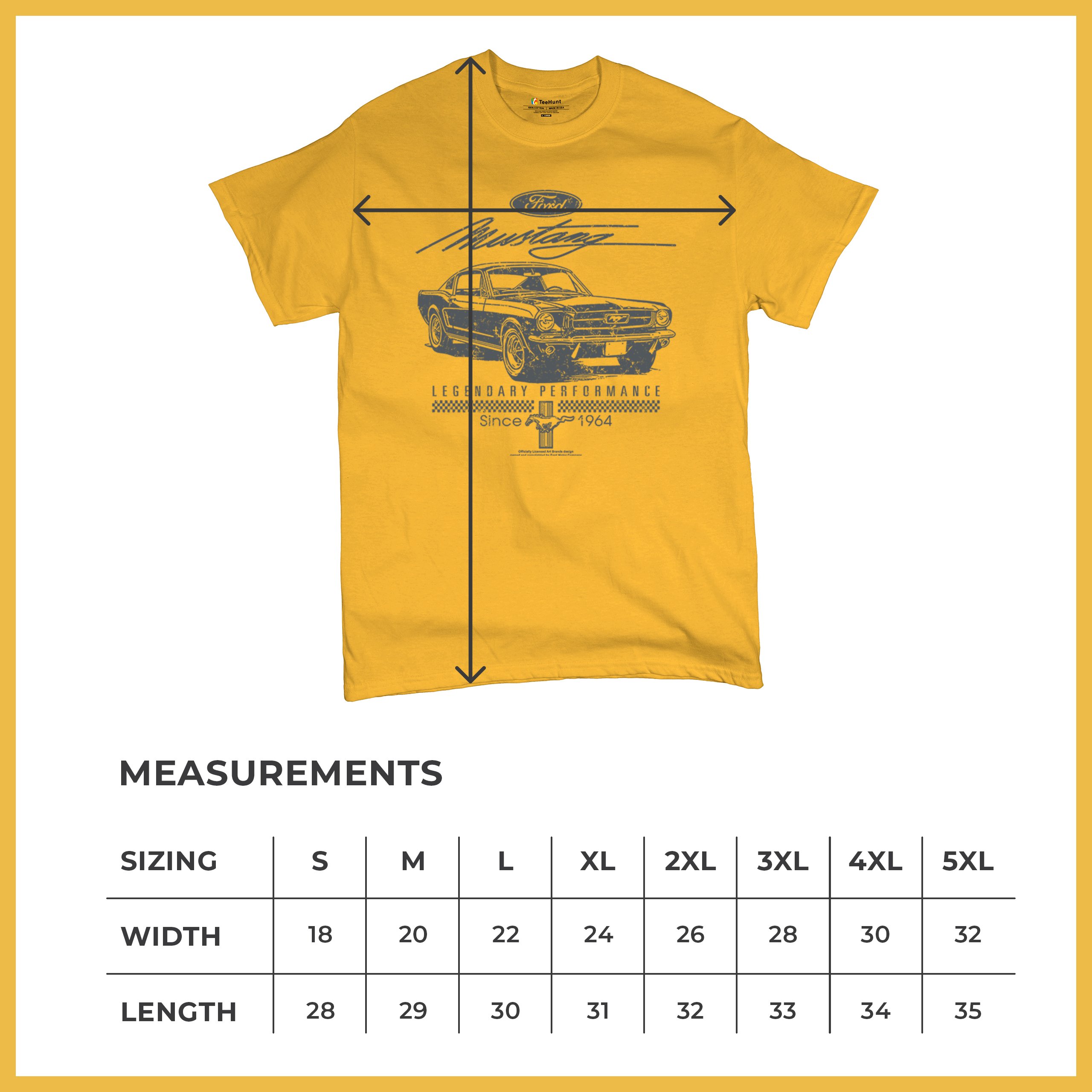 Mustang Legendary Performance Since Since 1964 T-shirt Ford Muscle Men's Tee - Picture 99 of 99