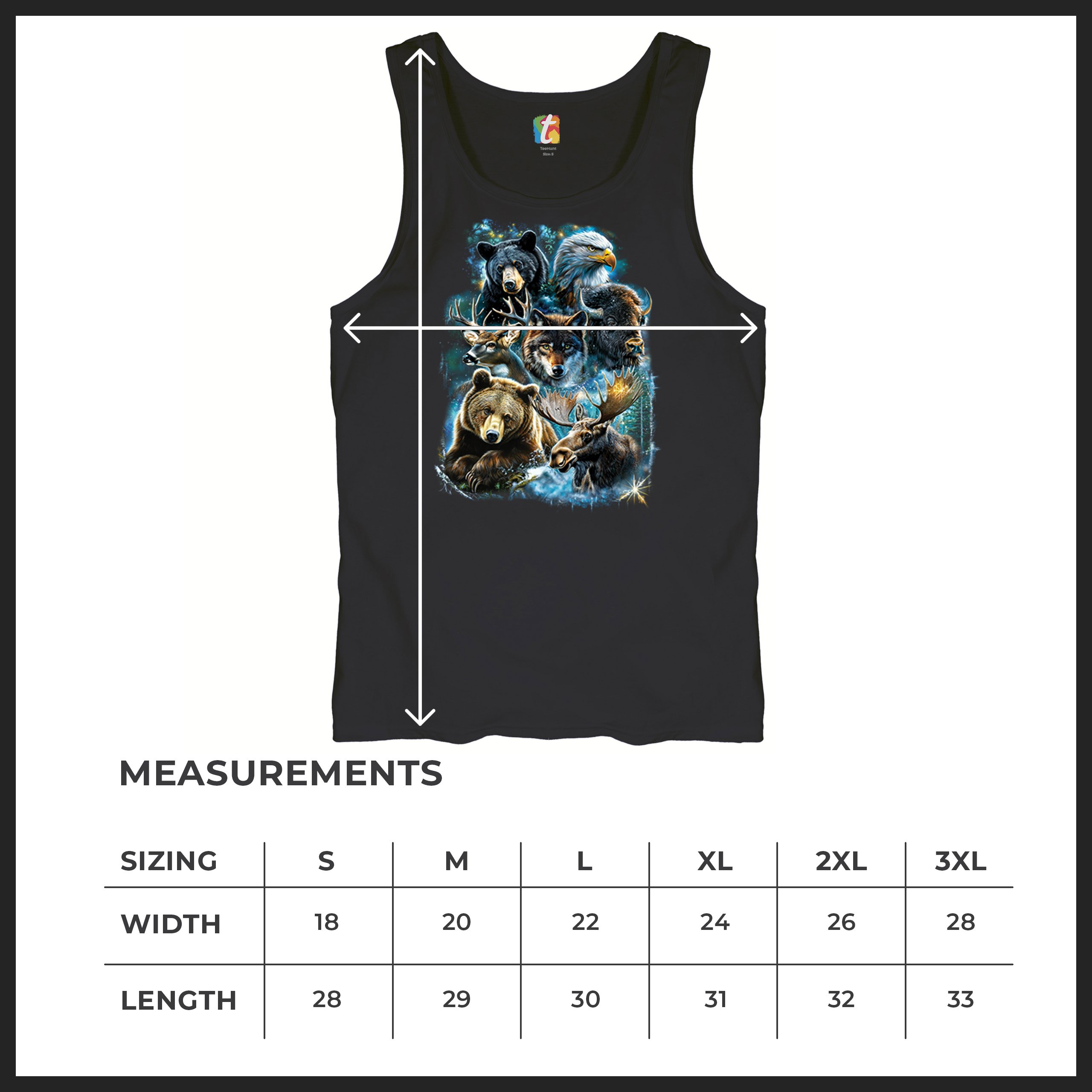 Wildlife Collage Tank Top Animal Nature Lovers Wolf Moose Forest Men's Top - Picture 8 of 43