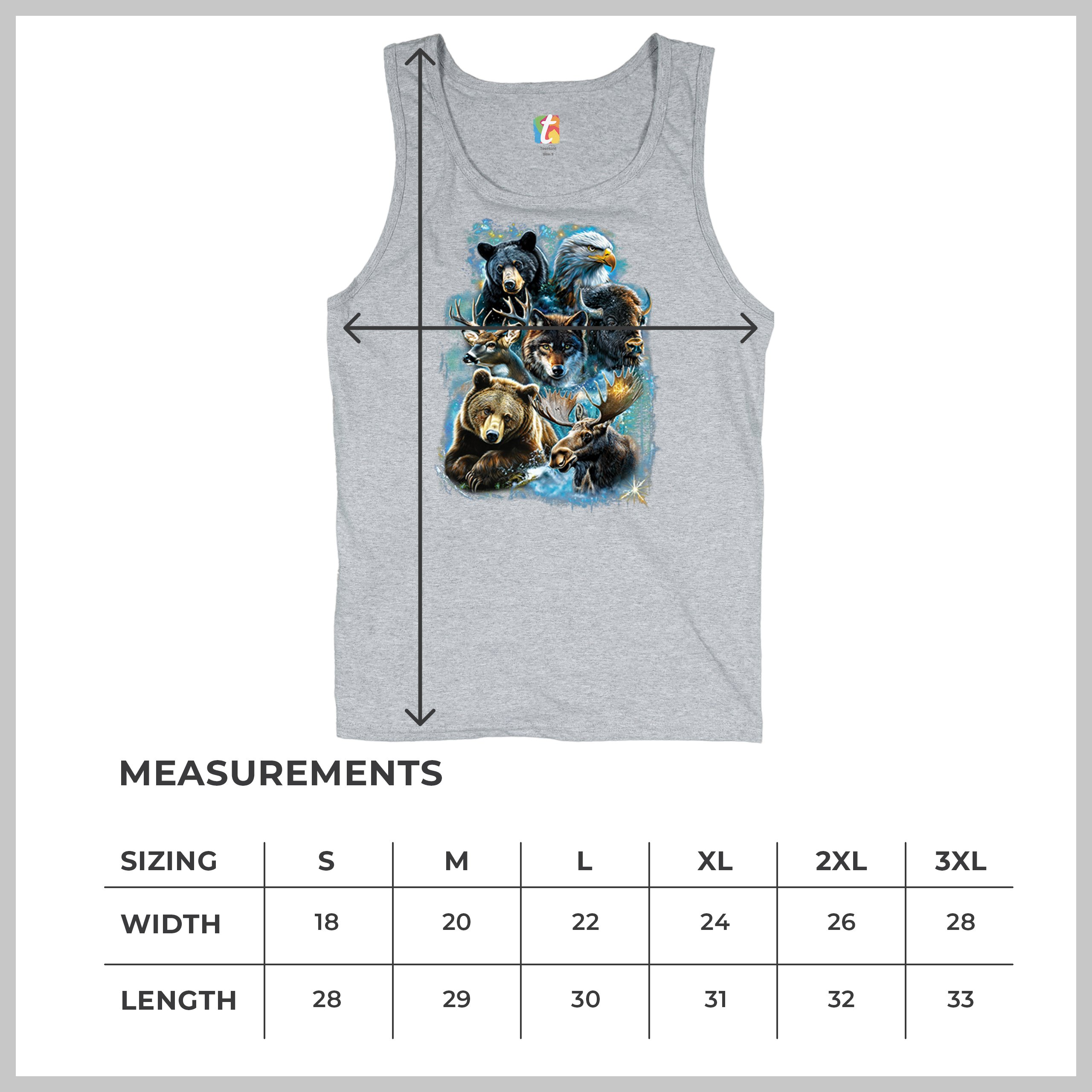Wildlife Collage Tank Top Animal Nature Lovers Wolf Moose Forest Men's Top - Picture 15 of 43
