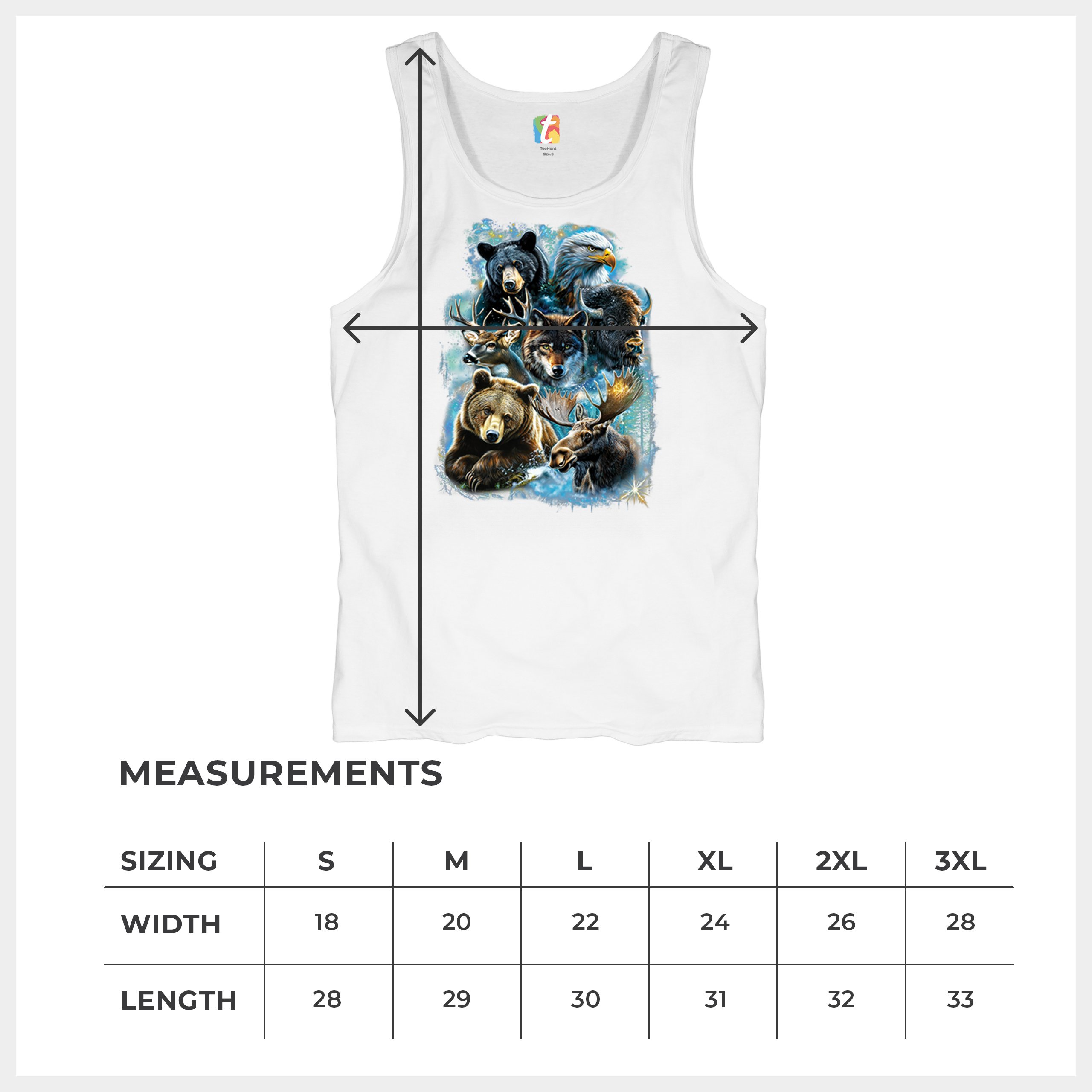 Wildlife Collage Tank Top Animal Nature Lovers Wolf Moose Forest Men's Top - Picture 29 of 43