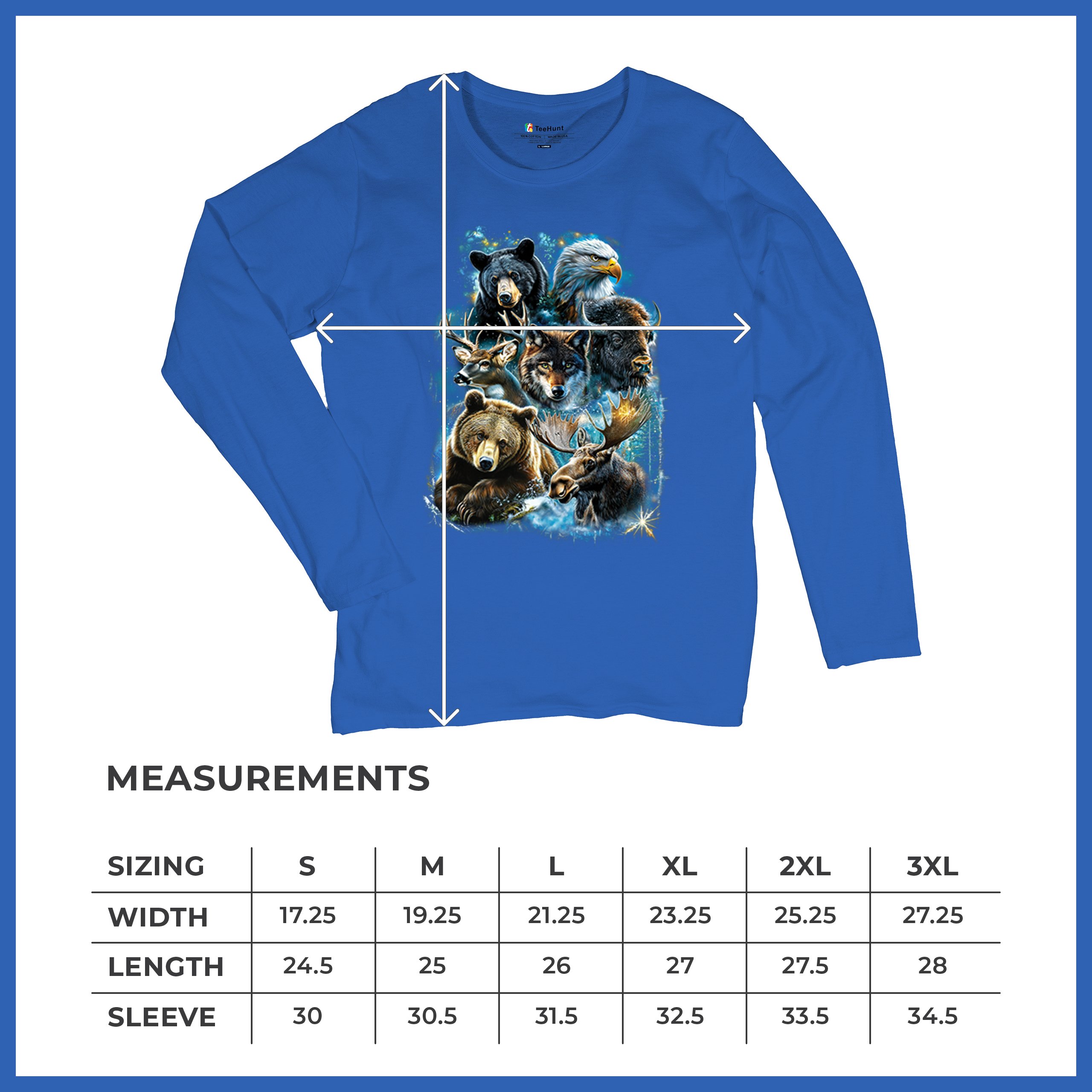 Wildlife Collage Women's Long Sleeve T-shirt Animal Nature Lovers Wolf Forest - Picture 43 of 50