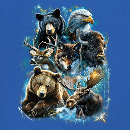 Wildlife Collage Women's Long Sleeve T-shirt Animal Nature Lovers Wolf Forest - Picture 39 of 50