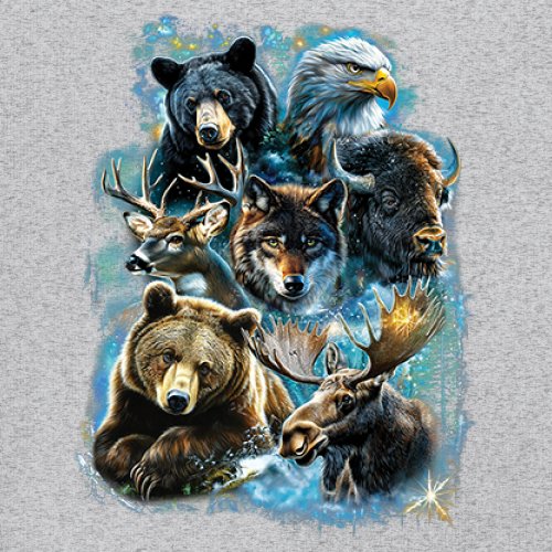 Wildlife Collage Women's Long Sleeve T-shirt Animal Nature Lovers Wolf Forest - Picture 11 of 50