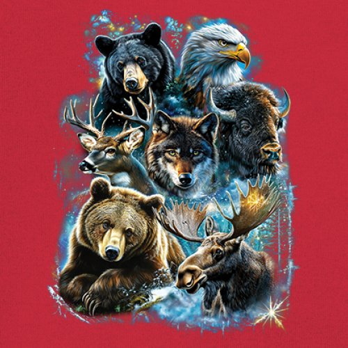 Wildlife Collage Women's Long Sleeve T-shirt Animal Nature Lovers Wolf Forest - Picture 18 of 50