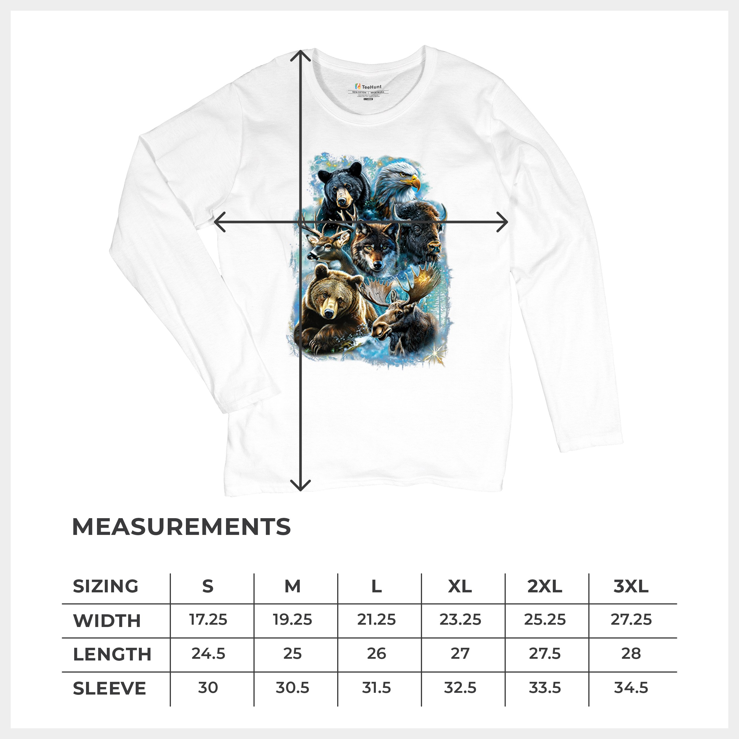 Wildlife Collage Women's Long Sleeve T-shirt Animal Nature Lovers Wolf Forest - Picture 29 of 50