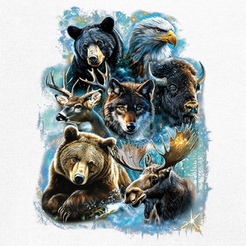 Wildlife Collage Women's Long Sleeve T-shirt Animal Nature Lovers Wolf Forest - Picture 25 of 50