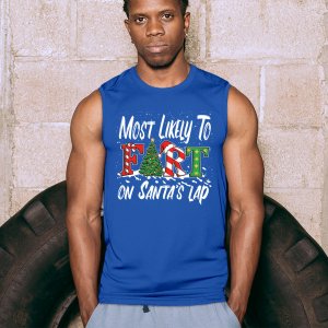 T-shirt Homme Tee Hunt 'Most Likely To Fart On Santa's Lap' - Noël Humour Décalé - Coton - Neuf Avec étiquettes