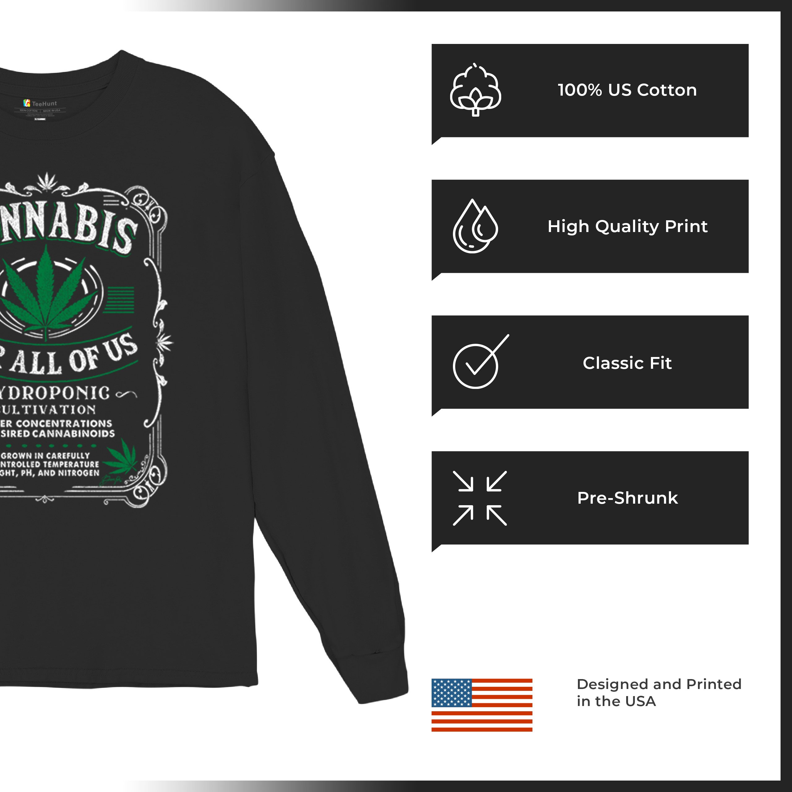 Cannabis For All Long Sleeve T-shirt Funny 420 Weed Pot Leaf Smoking Marijuana - Picture 7 of 57
