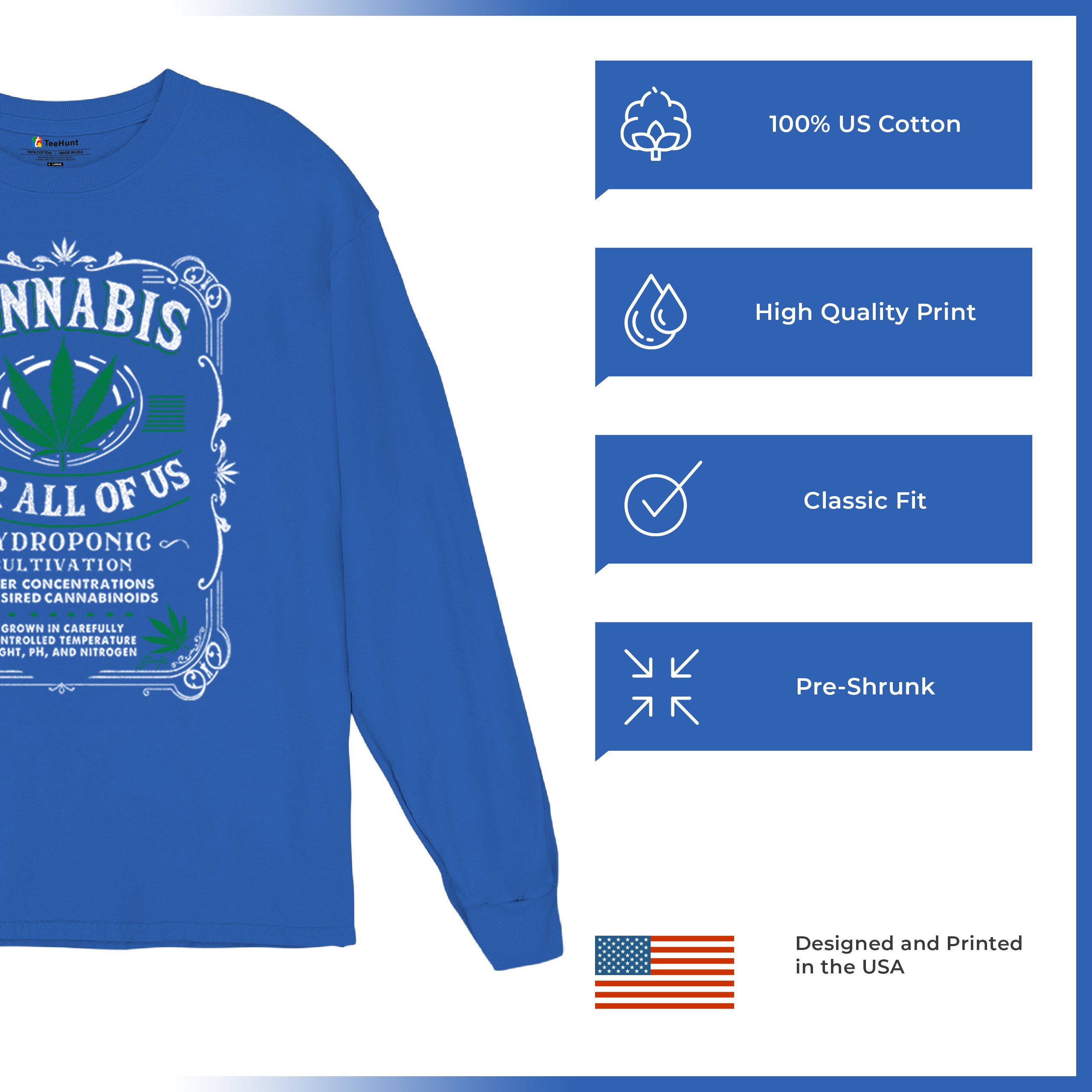 Cannabis For All Long Sleeve T-shirt Funny 420 Weed Pot Leaf Smoking Marijuana - Picture 49 of 57