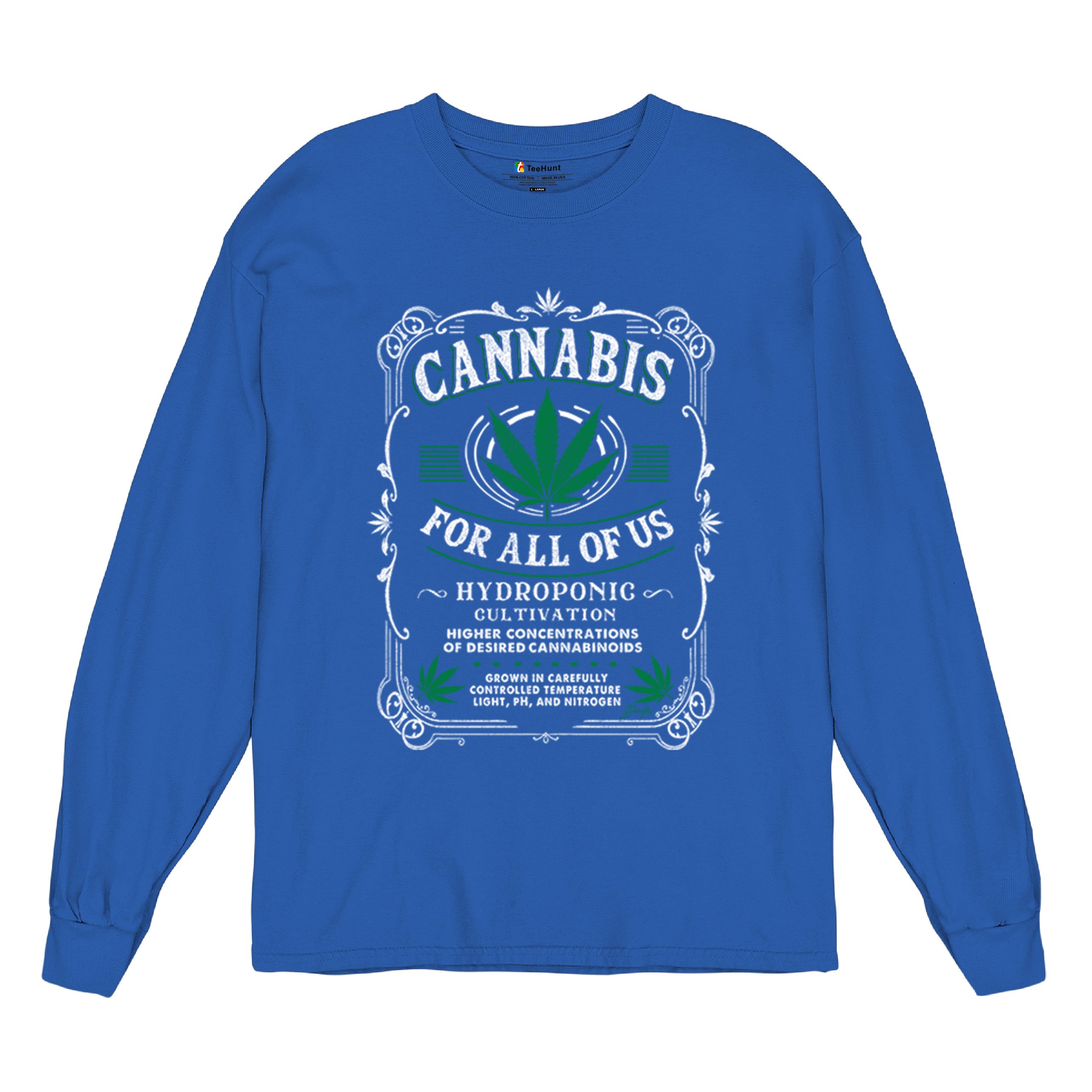 Cannabis For All Long Sleeve T-shirt Funny 420 Weed Pot Leaf Smoking Marijuana - Picture 48 of 57