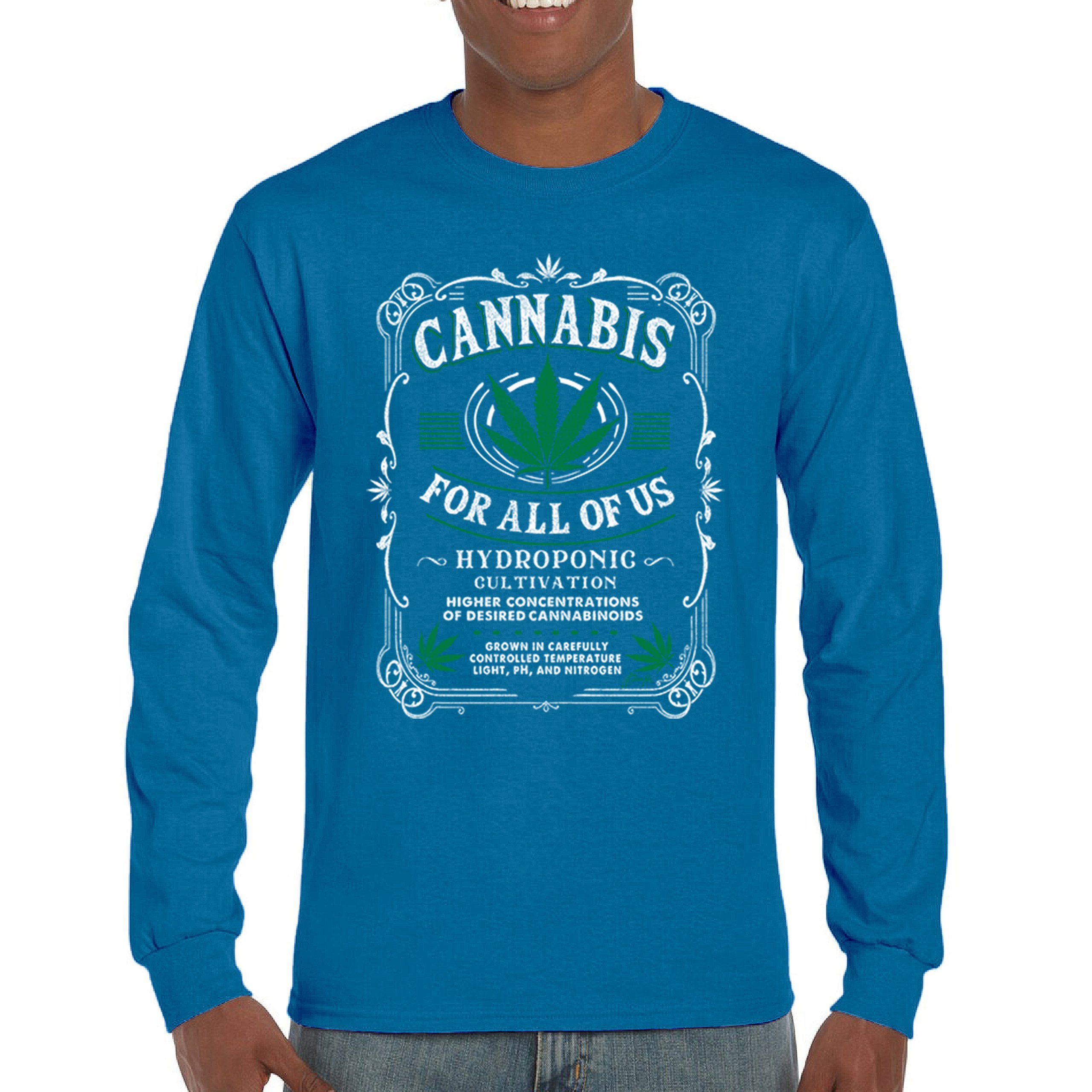 Cannabis For All Long Sleeve T-shirt Funny 420 Weed Pot Leaf Smoking Marijuana - Picture 44 of 57
