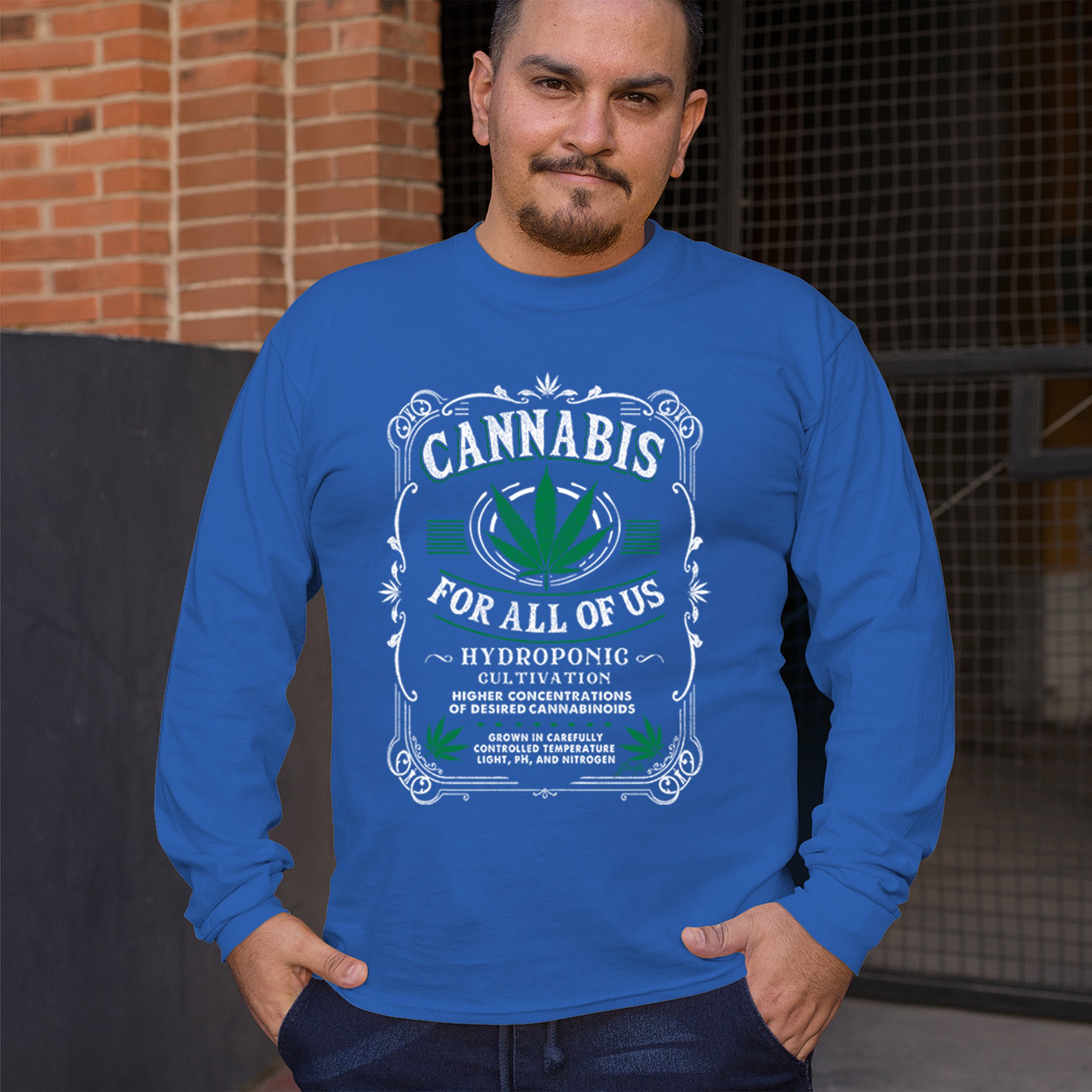 Cannabis For All Long Sleeve T-shirt Funny 420 Weed Pot Leaf Smoking Marijuana - Picture 47 of 57