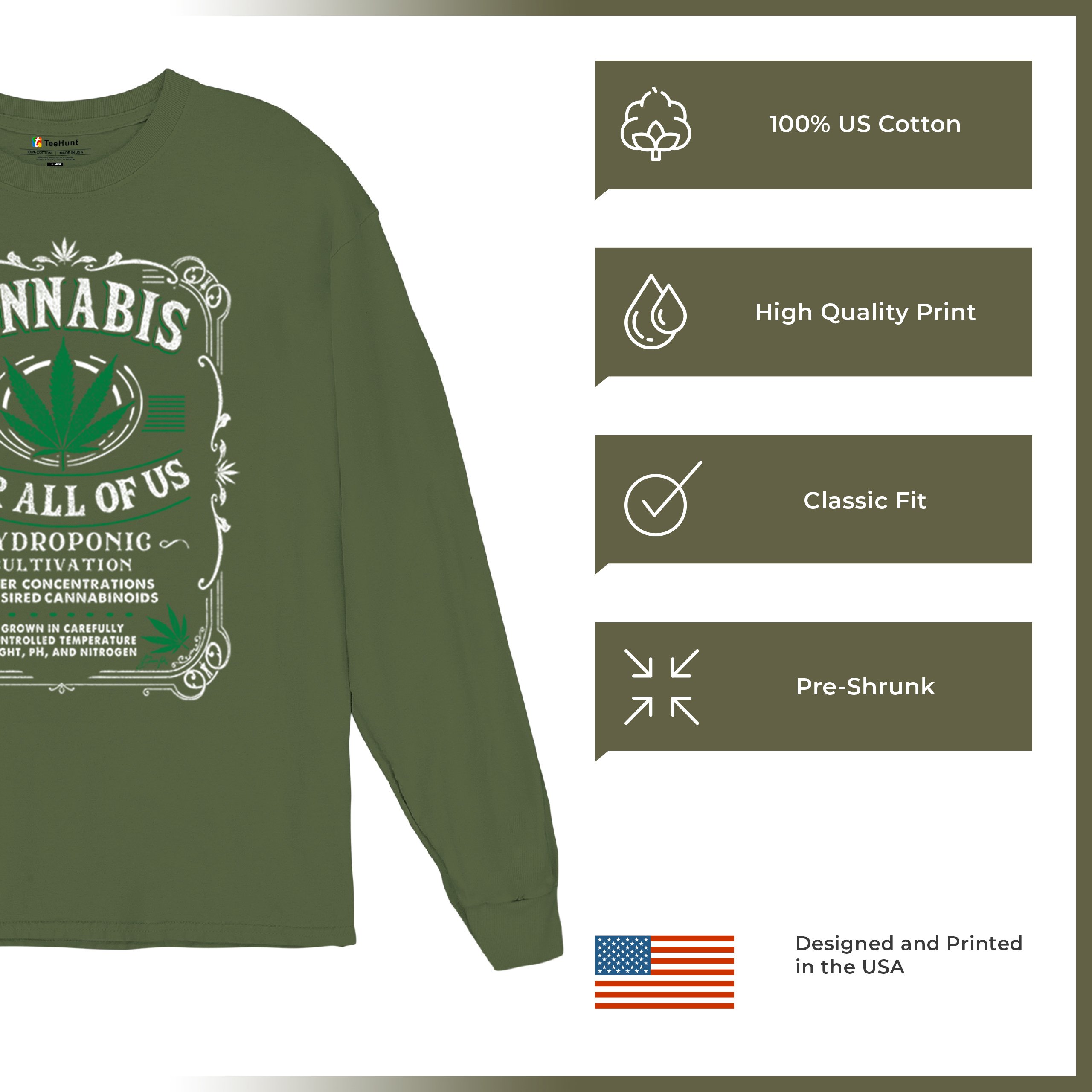 Cannabis For All Long Sleeve T-shirt Funny 420 Weed Pot Leaf Smoking Marijuana - Picture 42 of 57