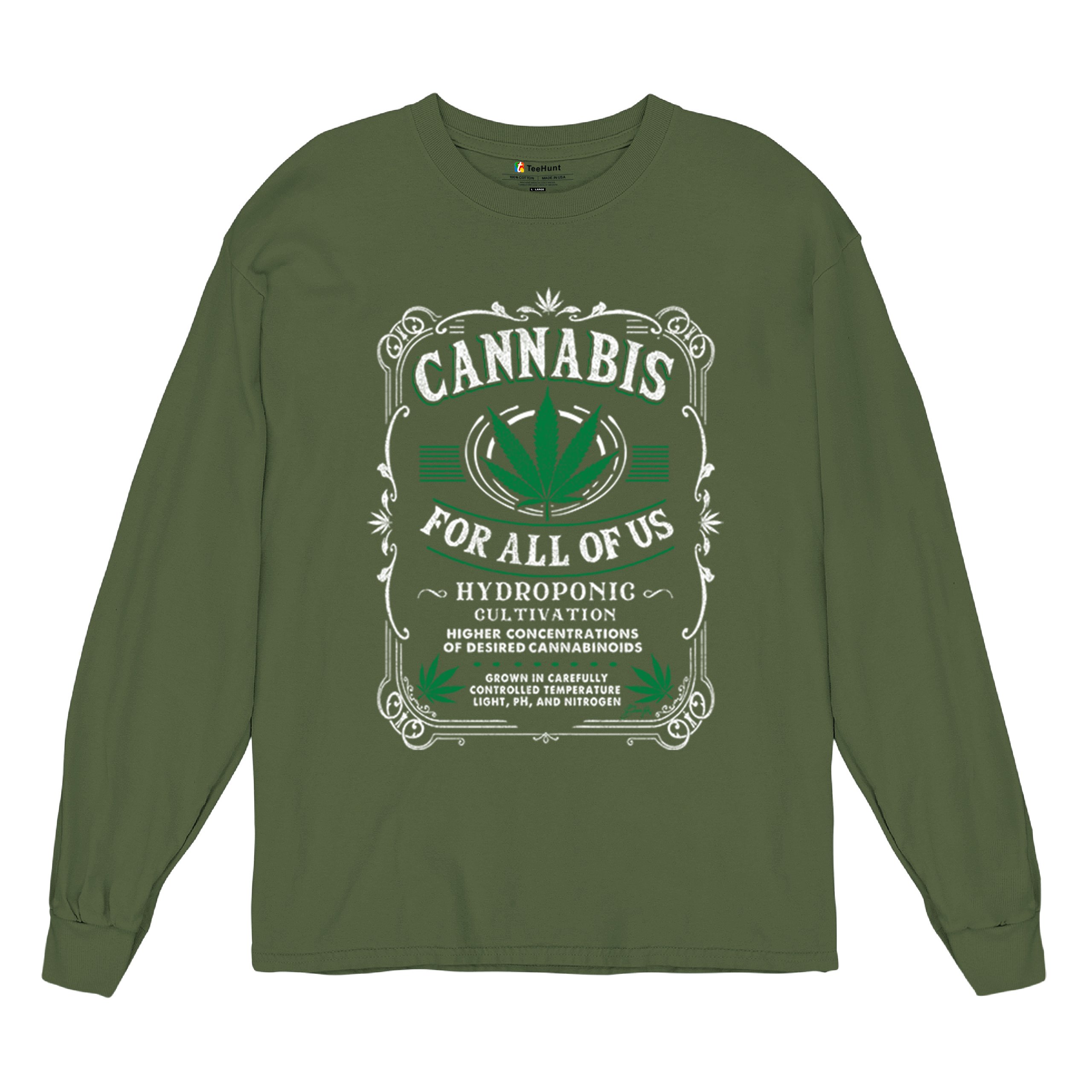 Cannabis For All Long Sleeve T-shirt Funny 420 Weed Pot Leaf Smoking Marijuana - Picture 41 of 57