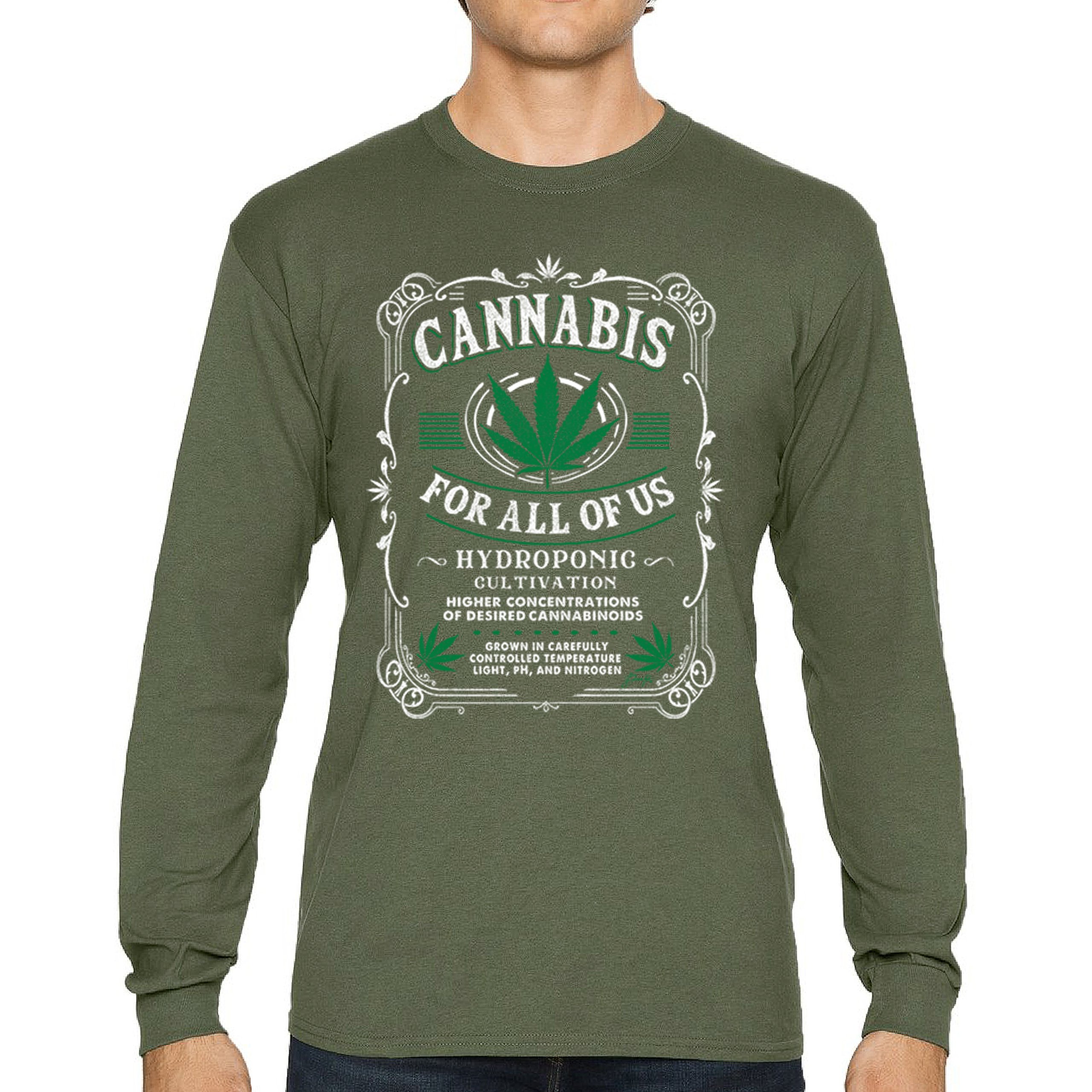 Cannabis For All Long Sleeve T-shirt Funny 420 Weed Pot Leaf Smoking Marijuana - Picture 37 of 57