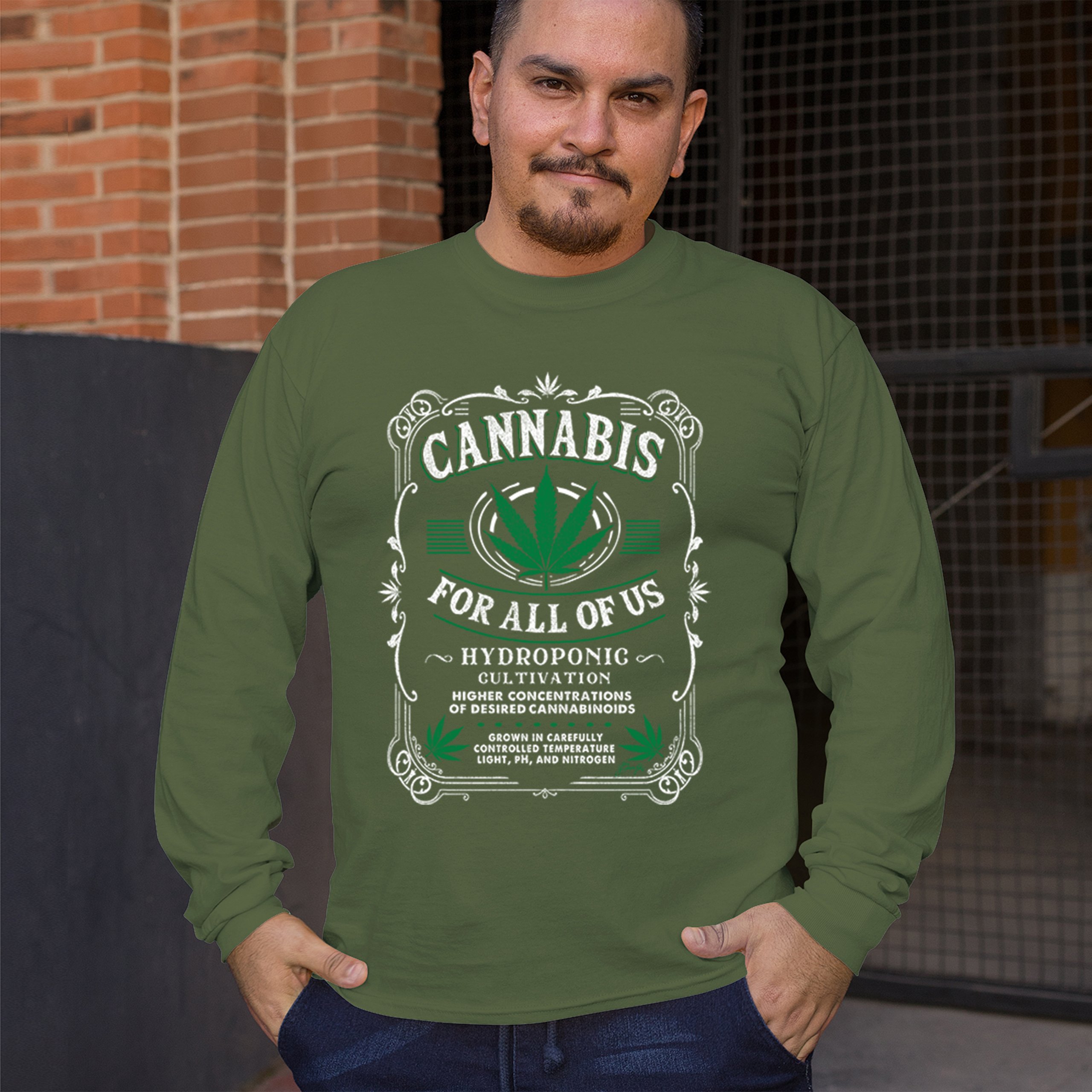 Cannabis For All Long Sleeve T-shirt Funny 420 Weed Pot Leaf Smoking Marijuana - Picture 40 of 57