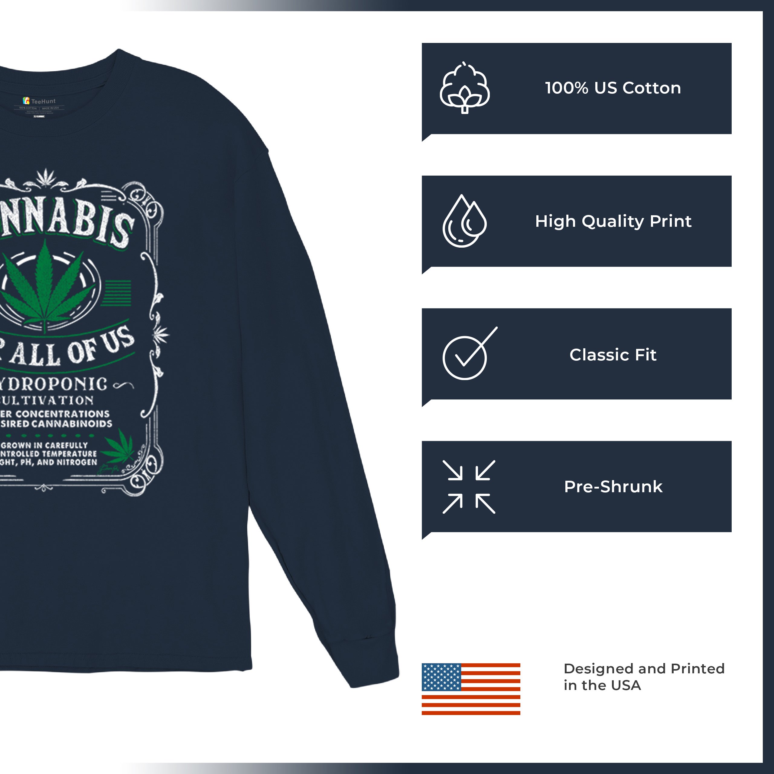Cannabis For All Long Sleeve T-shirt Funny 420 Weed Pot Leaf Smoking Marijuana - Picture 35 of 57