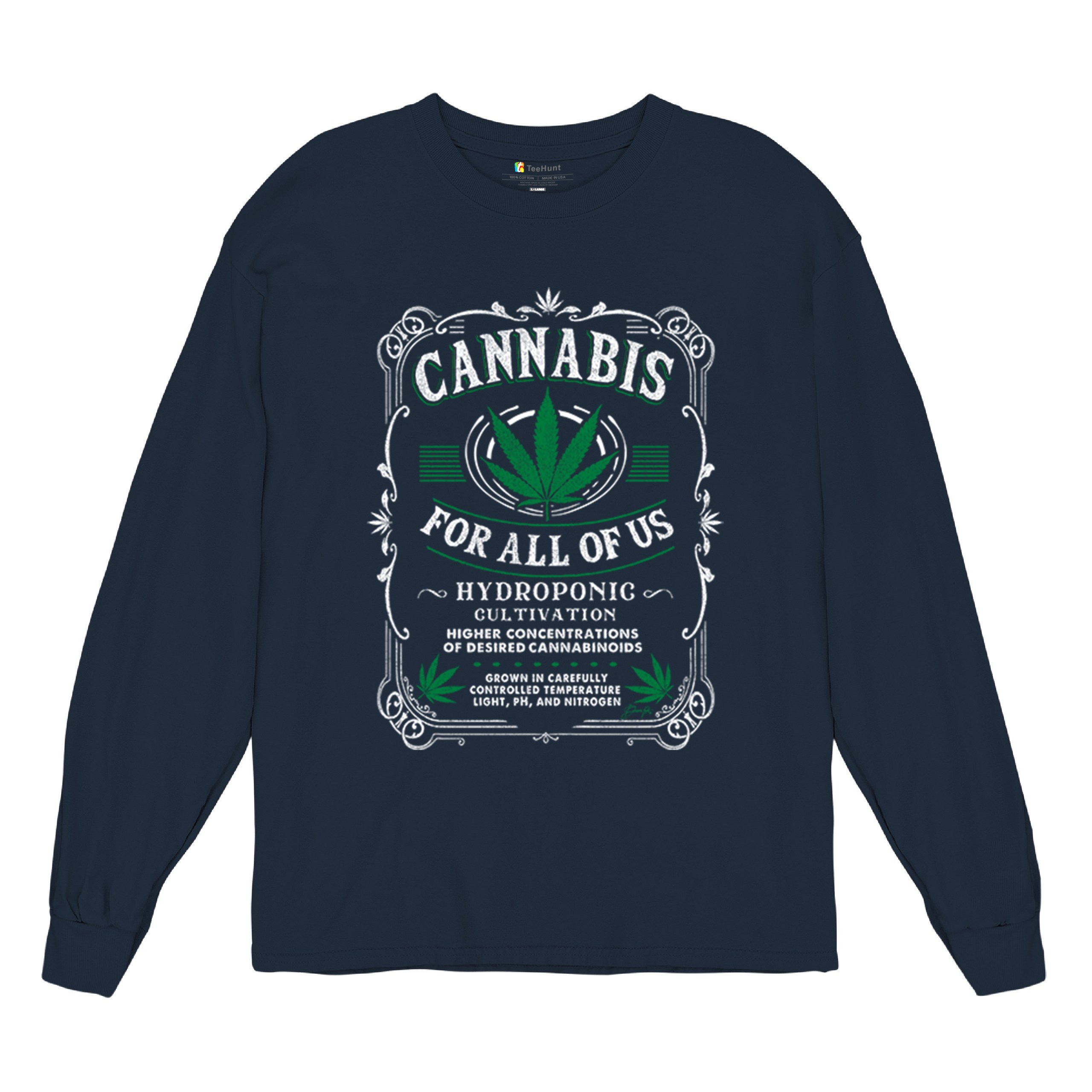 Cannabis For All Long Sleeve T-shirt Funny 420 Weed Pot Leaf Smoking Marijuana - Picture 34 of 57