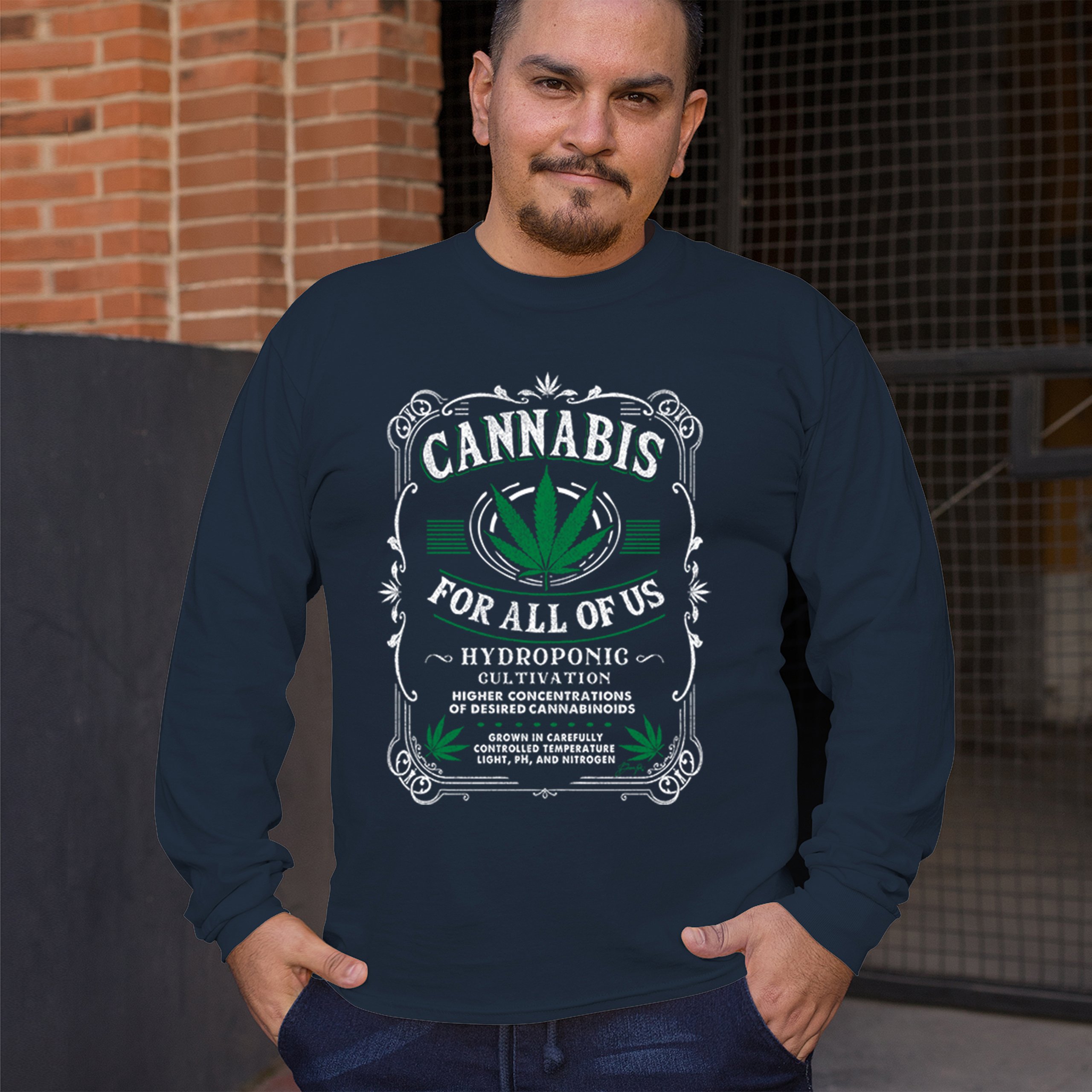 Cannabis For All Long Sleeve T-shirt Funny 420 Weed Pot Leaf Smoking Marijuana - Picture 33 of 57