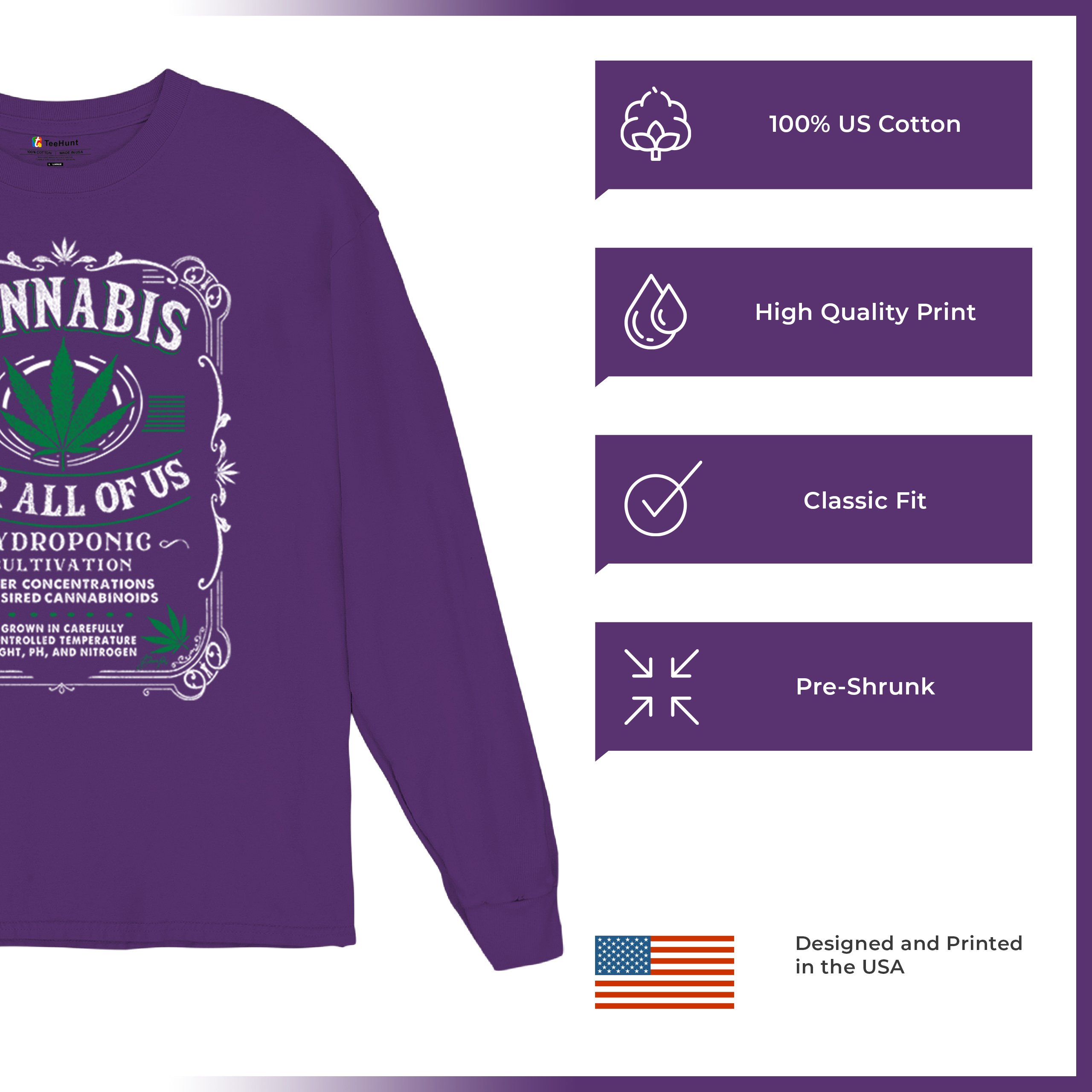 Cannabis For All Long Sleeve T-shirt Funny 420 Weed Pot Leaf Smoking Marijuana - Picture 21 of 57
