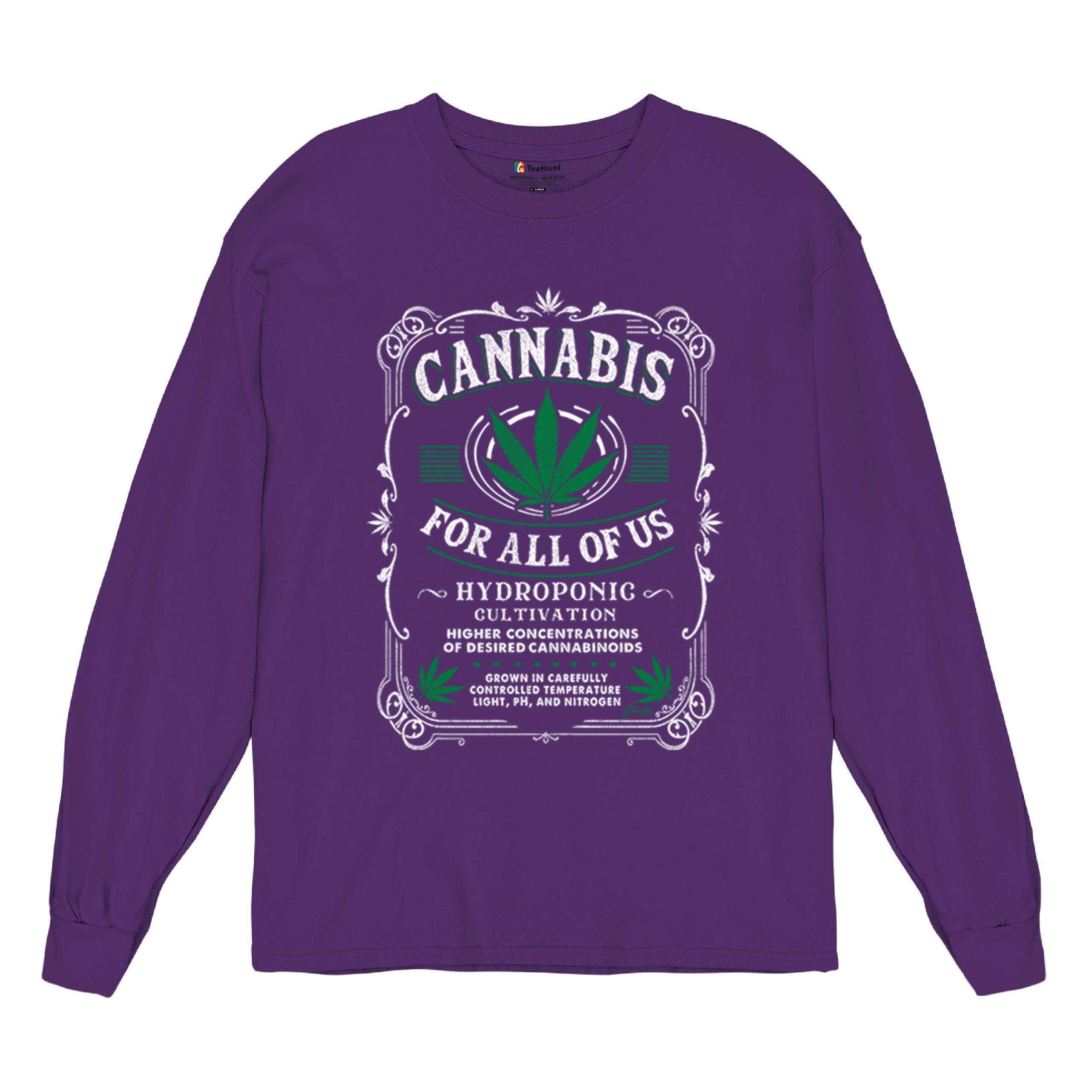 Cannabis For All Long Sleeve T-shirt Funny 420 Weed Pot Leaf Smoking Marijuana - Picture 20 of 57