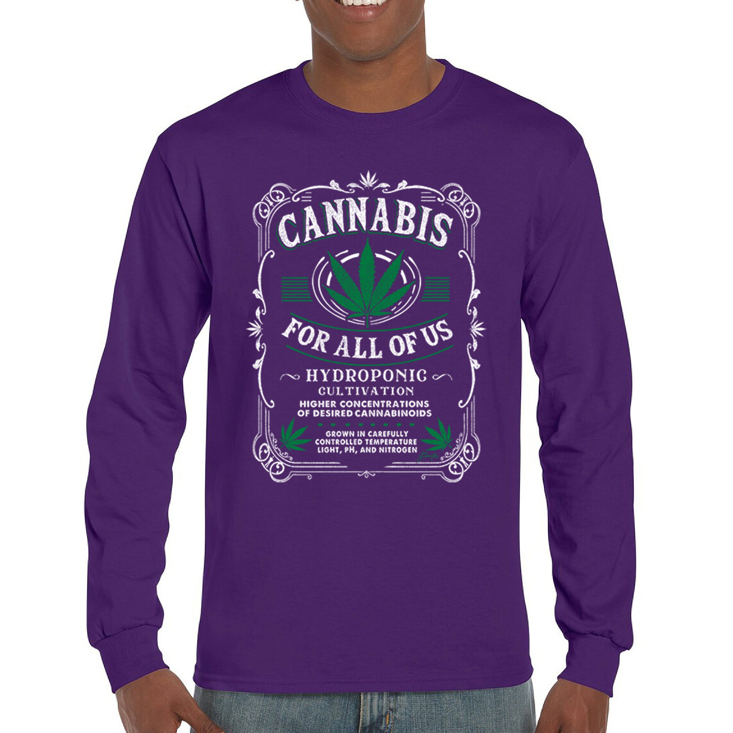 Cannabis For All Long Sleeve T-shirt Funny 420 Weed Pot Leaf Smoking Marijuana - Picture 16 of 57