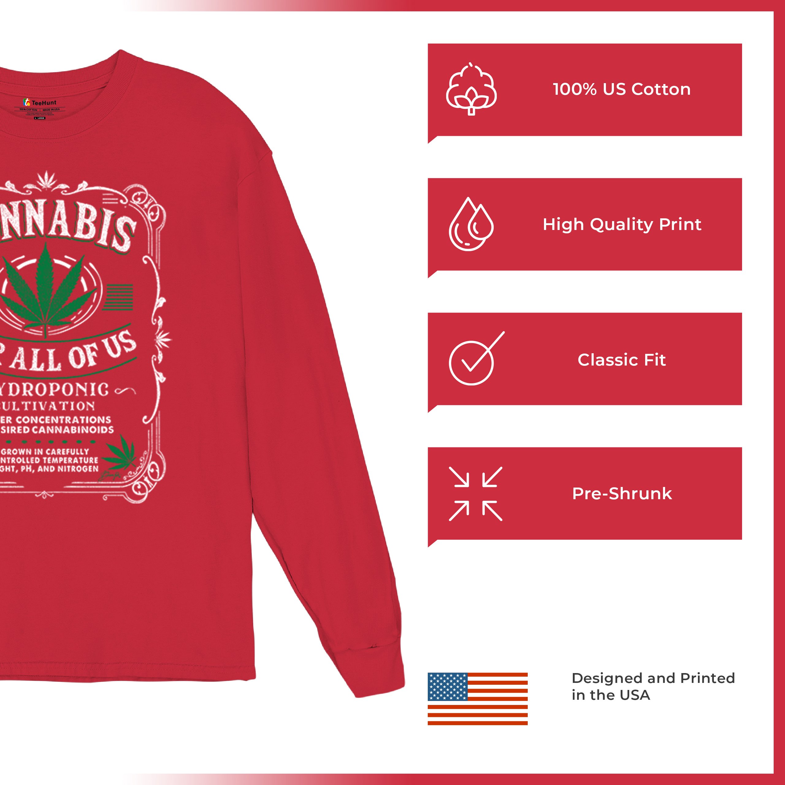 Cannabis For All Long Sleeve T-shirt Funny 420 Weed Pot Leaf Smoking Marijuana - Picture 28 of 57