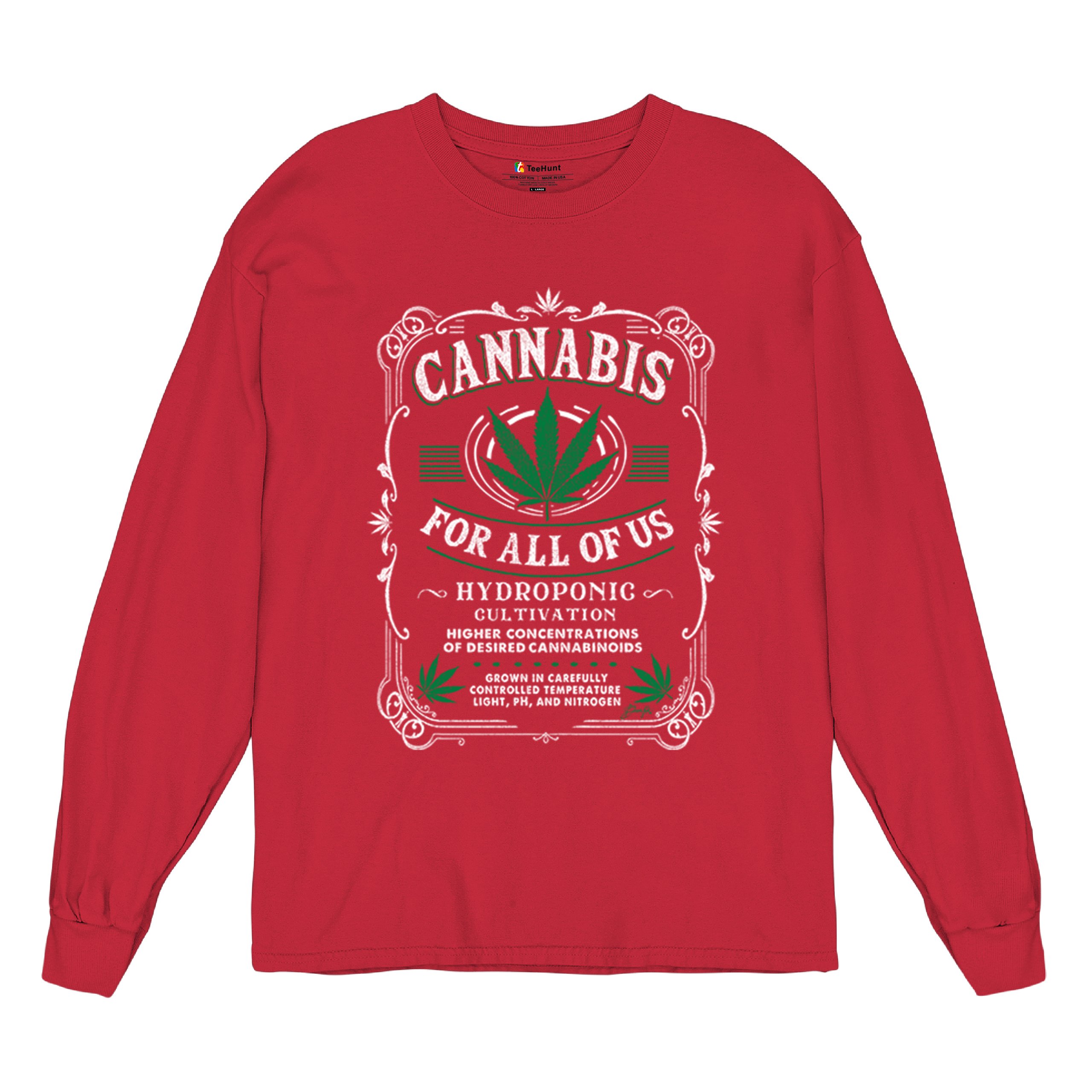 Cannabis For All Long Sleeve T-shirt Funny 420 Weed Pot Leaf Smoking Marijuana - Picture 27 of 57