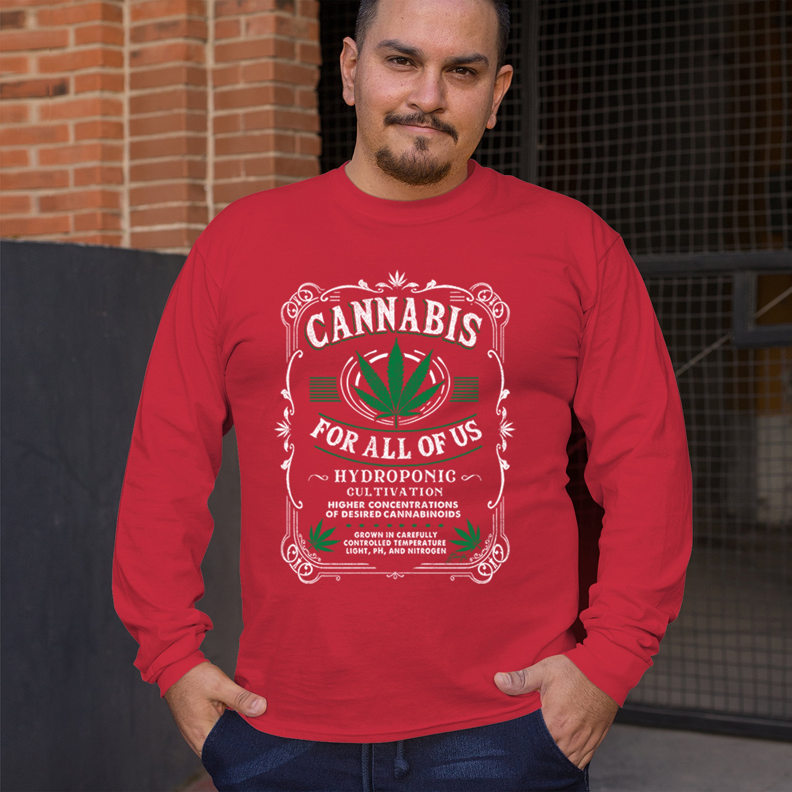 Cannabis For All Long Sleeve T-shirt Funny 420 Weed Pot Leaf Smoking Marijuana - Picture 26 of 57