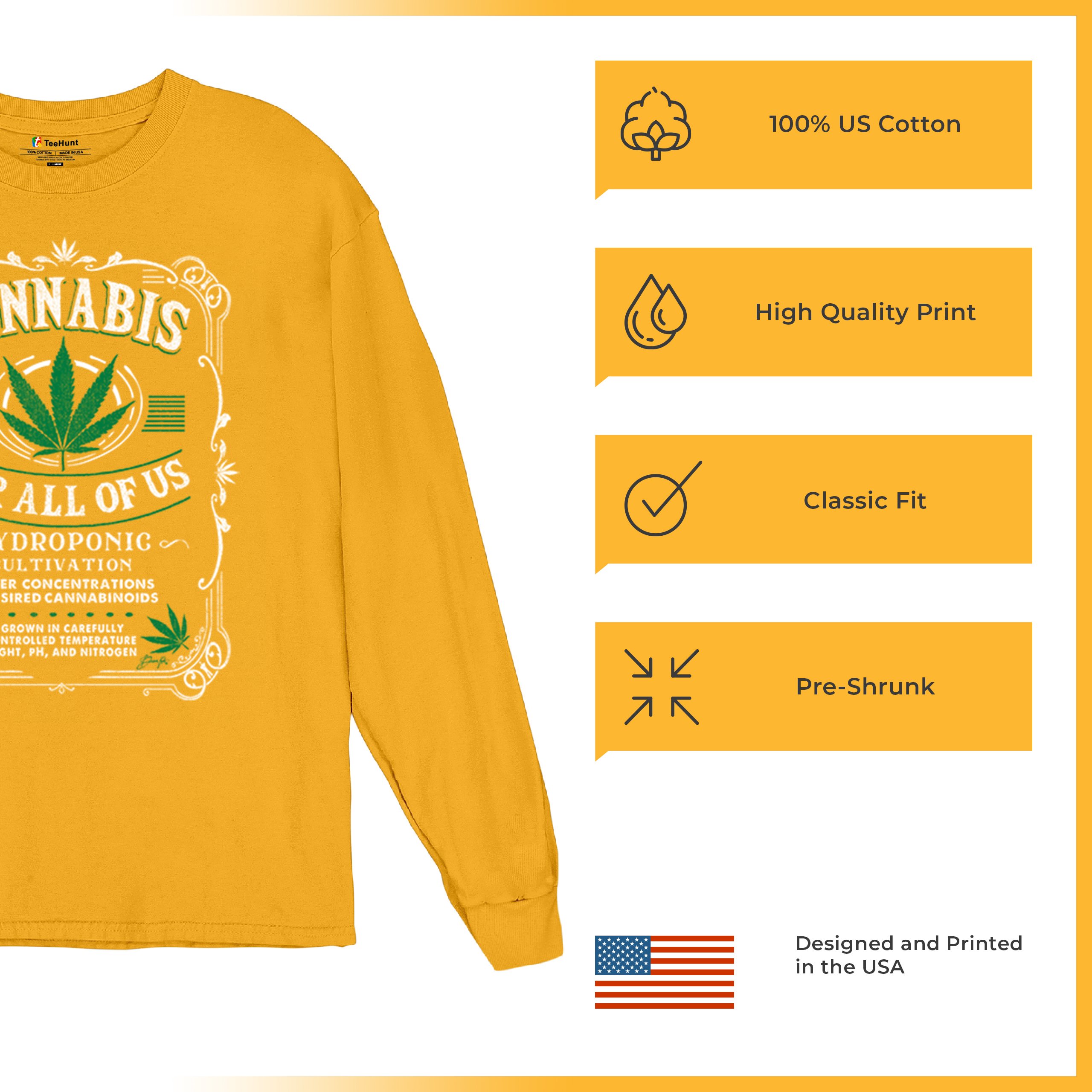 Cannabis For All Long Sleeve T-shirt Funny 420 Weed Pot Leaf Smoking Marijuana - Picture 56 of 57