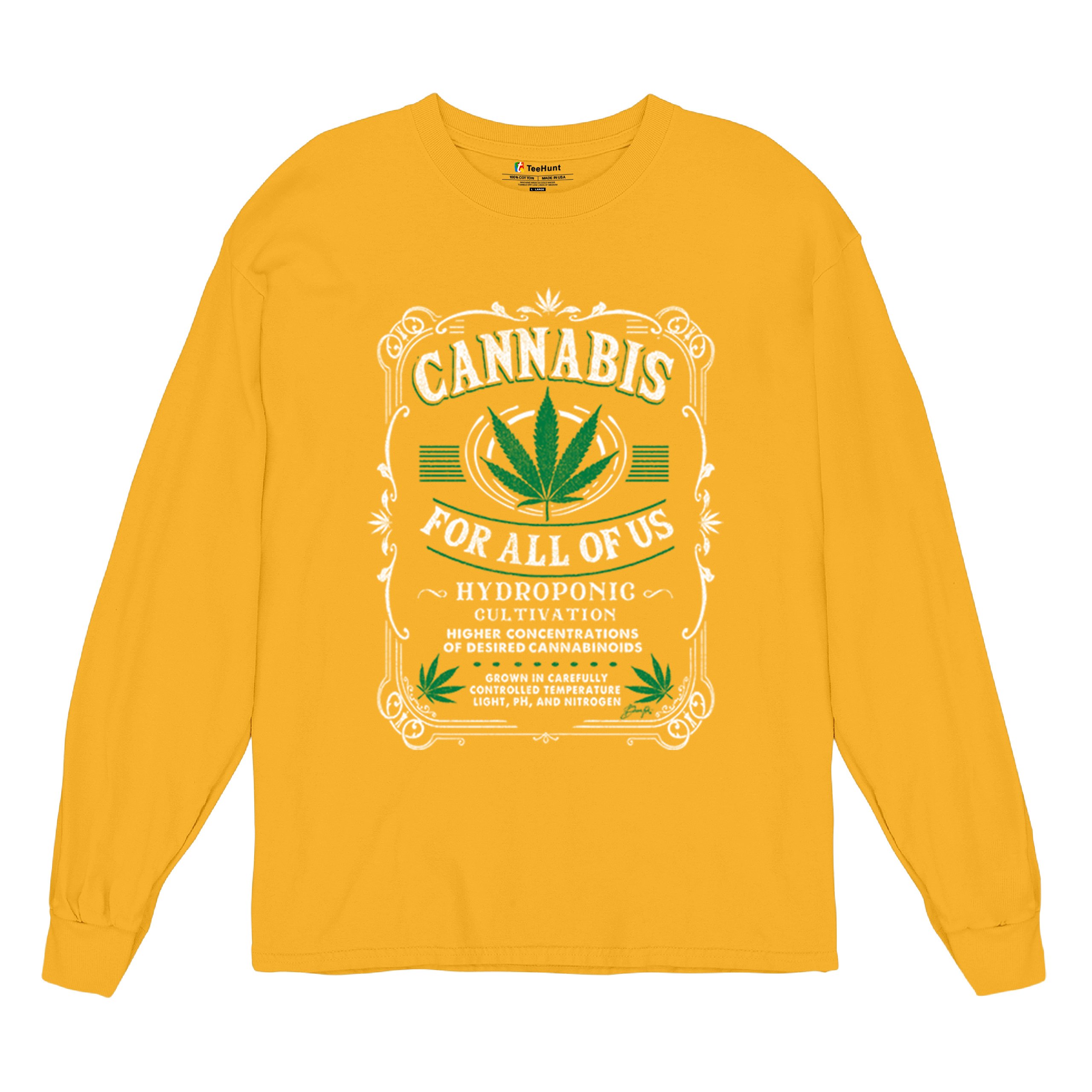 Cannabis For All Long Sleeve T-shirt Funny 420 Weed Pot Leaf Smoking Marijuana - Picture 55 of 57