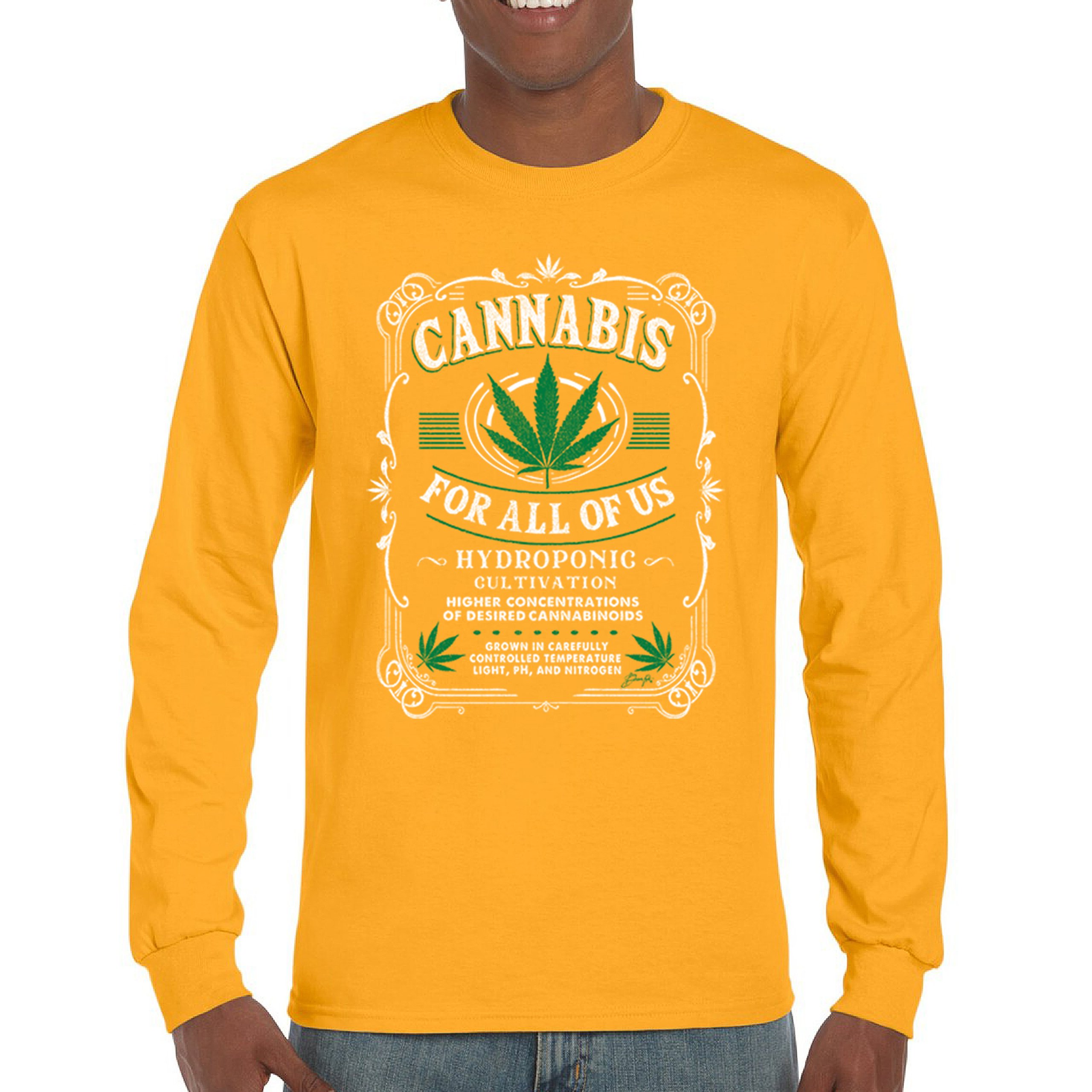 Cannabis For All Long Sleeve T-shirt Funny 420 Weed Pot Leaf Smoking Marijuana - Picture 51 of 57