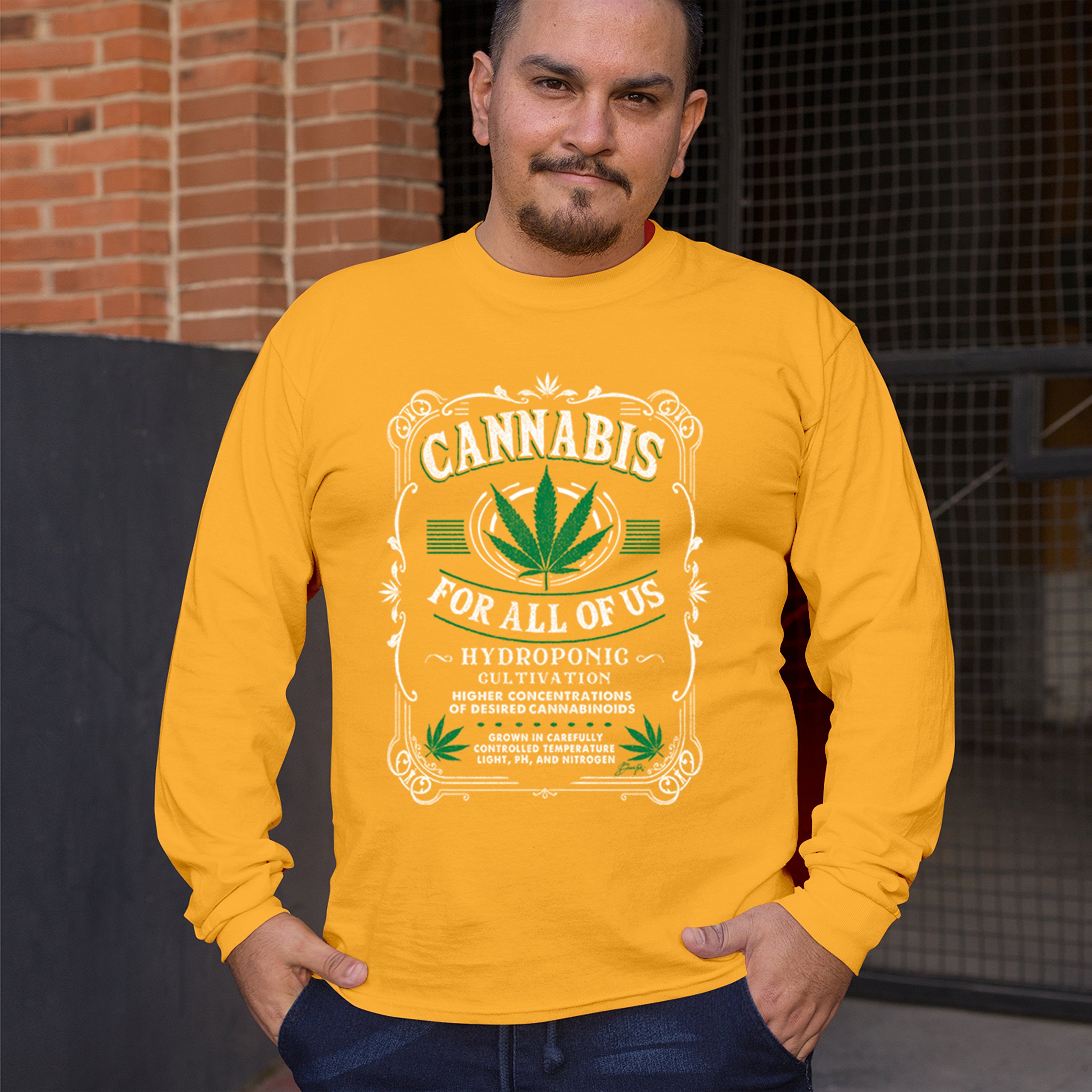Cannabis For All Long Sleeve T-shirt Funny 420 Weed Pot Leaf Smoking Marijuana - Picture 54 of 57