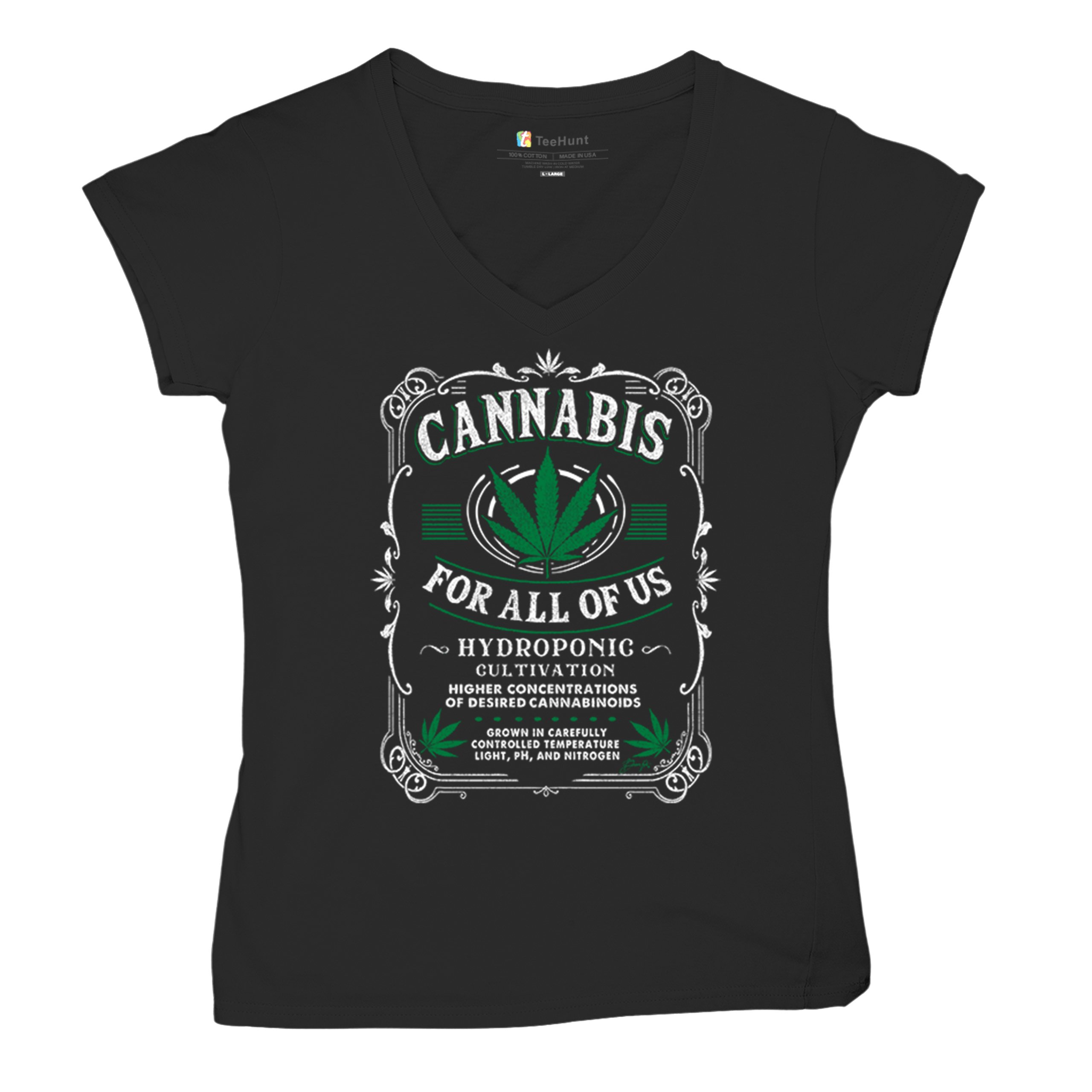 Cannabis For All Women's V-Neck T-shirt 420 Weed Pot Smoking Marijuana Tee - Picture 6 of 57