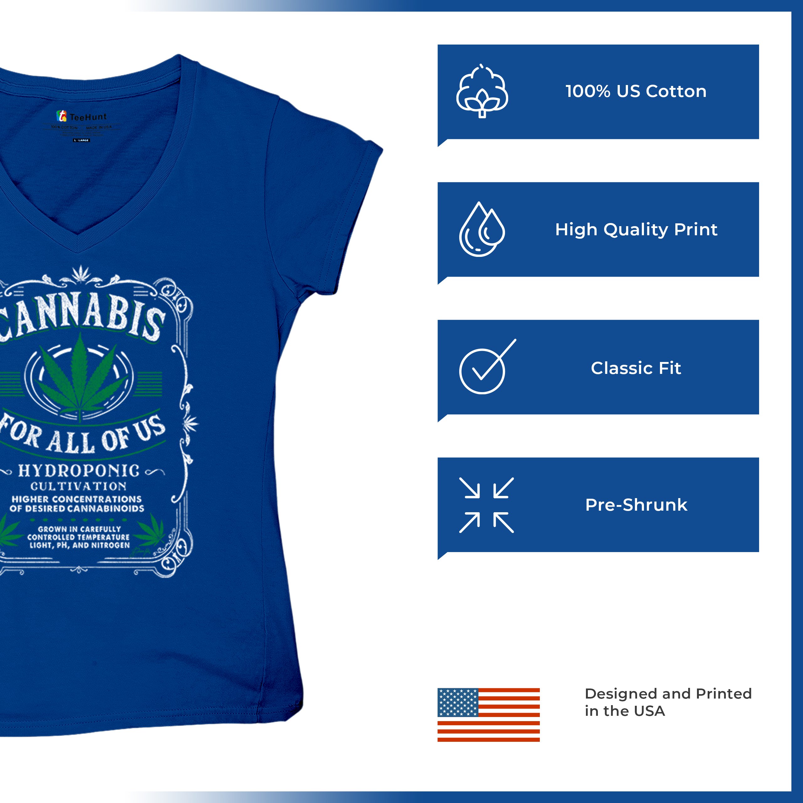 Cannabis For All Women's V-Neck T-shirt 420 Weed Pot Smoking Marijuana Tee - Picture 42 of 57