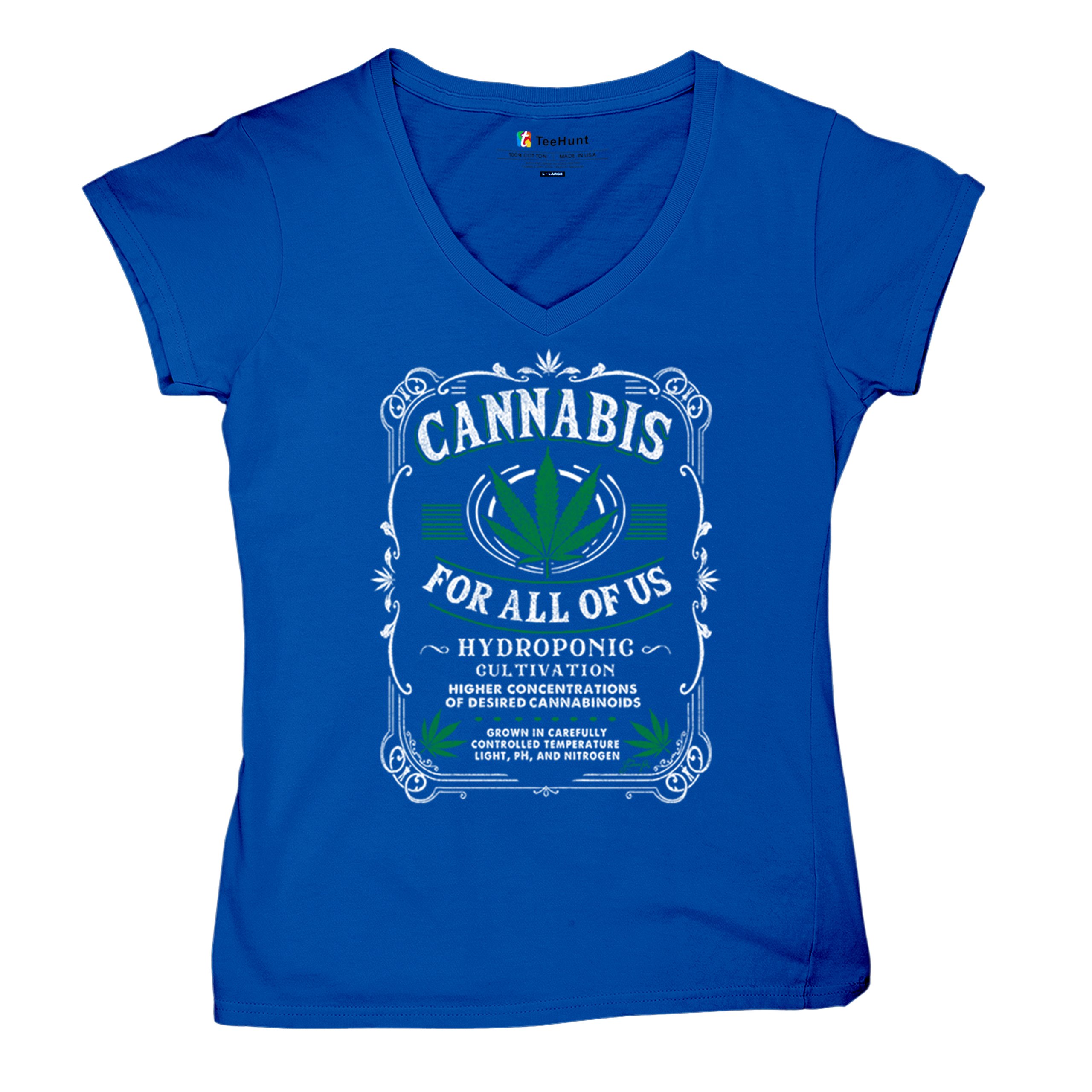 Cannabis For All Women's V-Neck T-shirt 420 Weed Pot Smoking Marijuana Tee - Picture 41 of 57