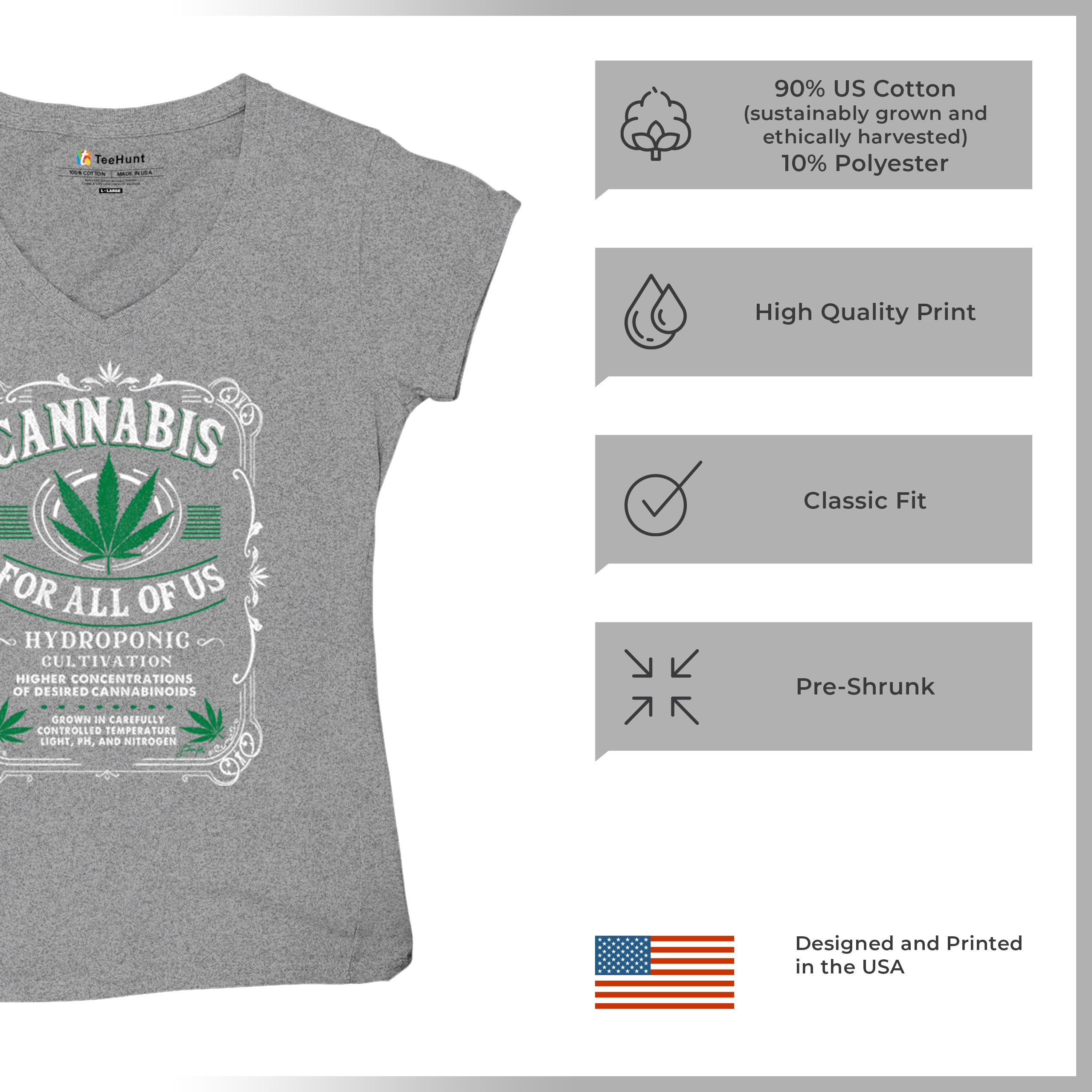 Cannabis For All Women's V-Neck T-shirt 420 Weed Pot Smoking Marijuana Tee - Picture 14 of 57