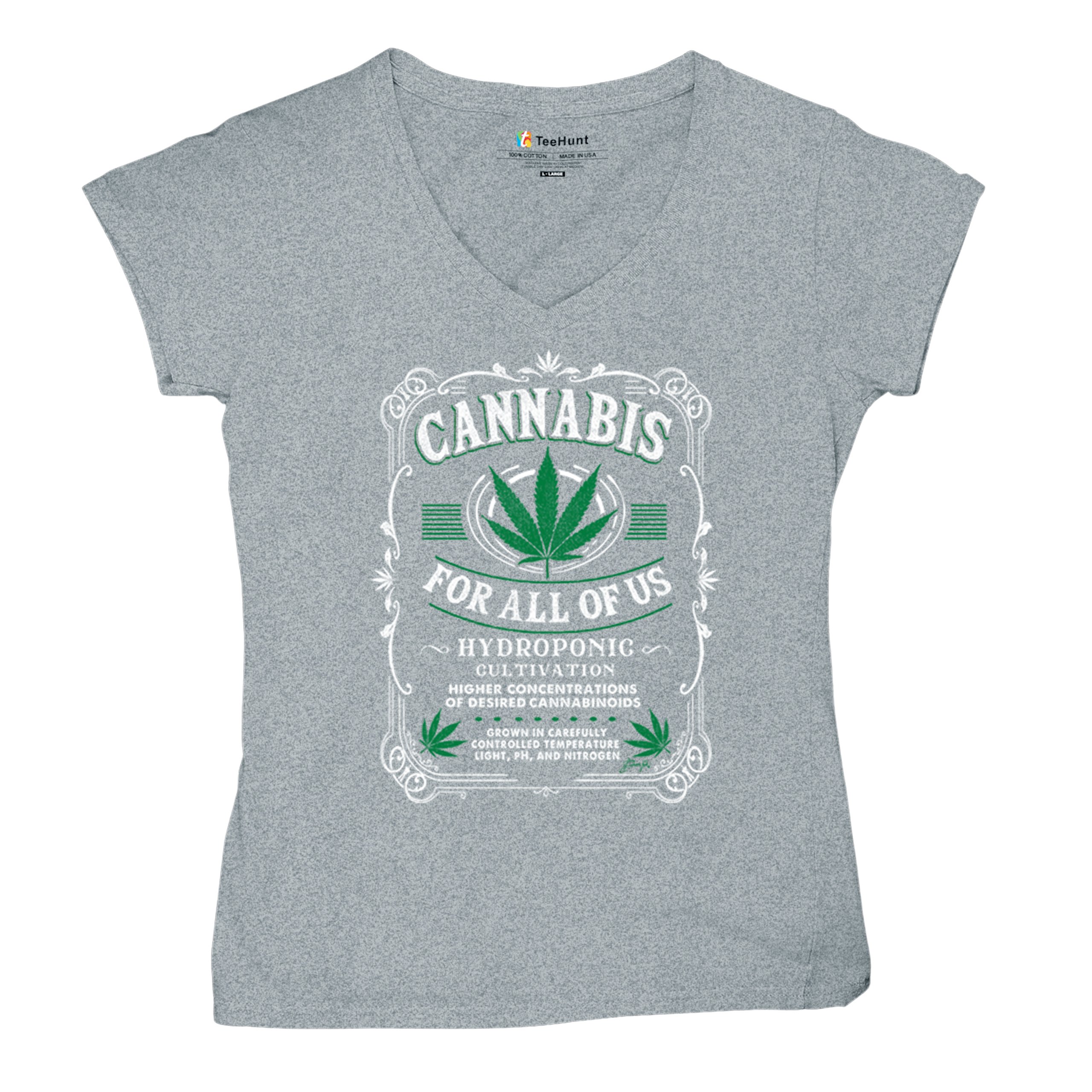 Cannabis For All Women's V-Neck T-shirt 420 Weed Pot Smoking Marijuana Tee - Picture 13 of 57