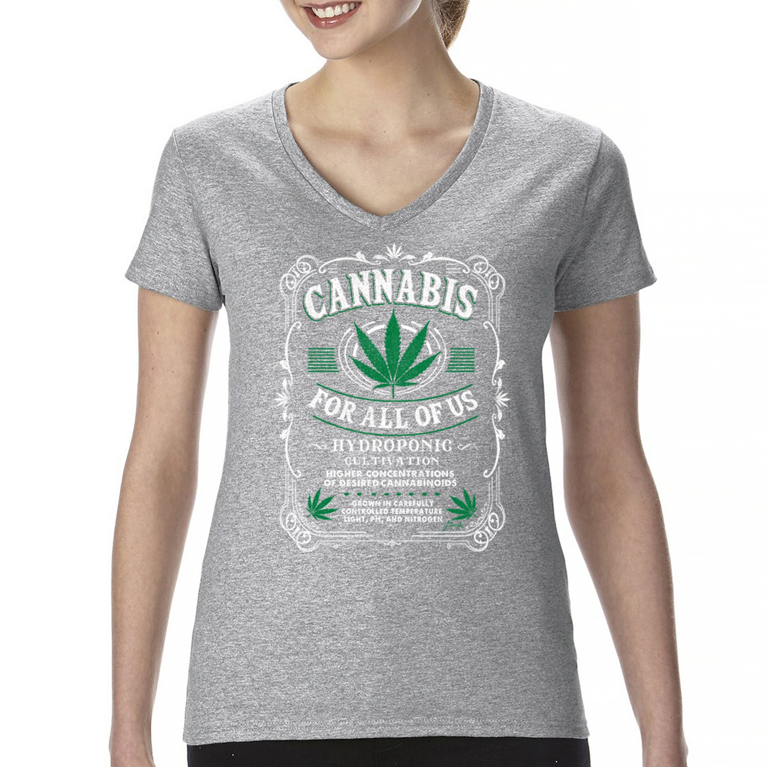 Cannabis For All Women's V-Neck T-shirt 420 Weed Pot Smoking Marijuana Tee - Picture 9 of 57