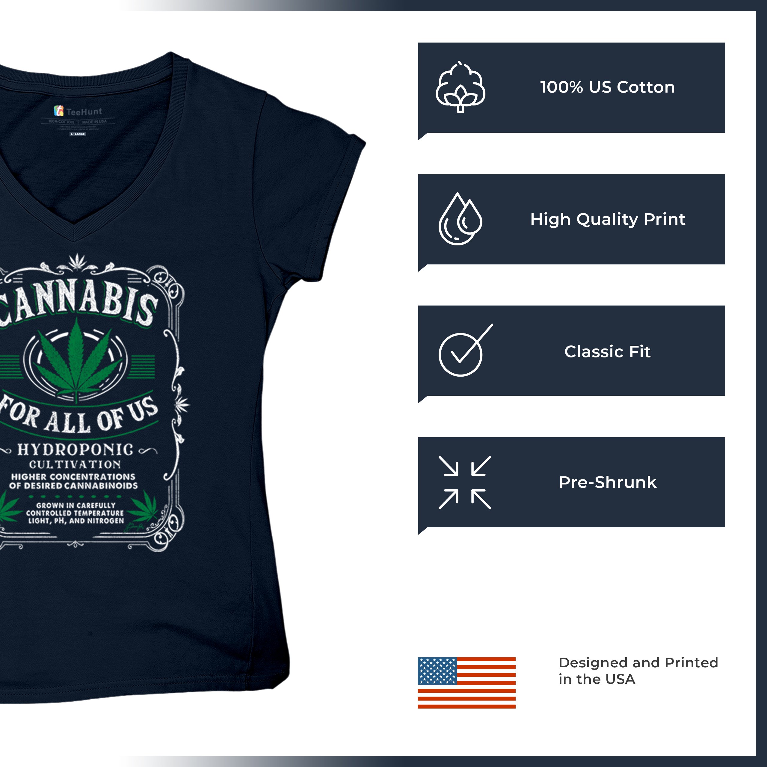 Cannabis For All Women's V-Neck T-shirt 420 Weed Pot Smoking Marijuana Tee - Picture 35 of 57