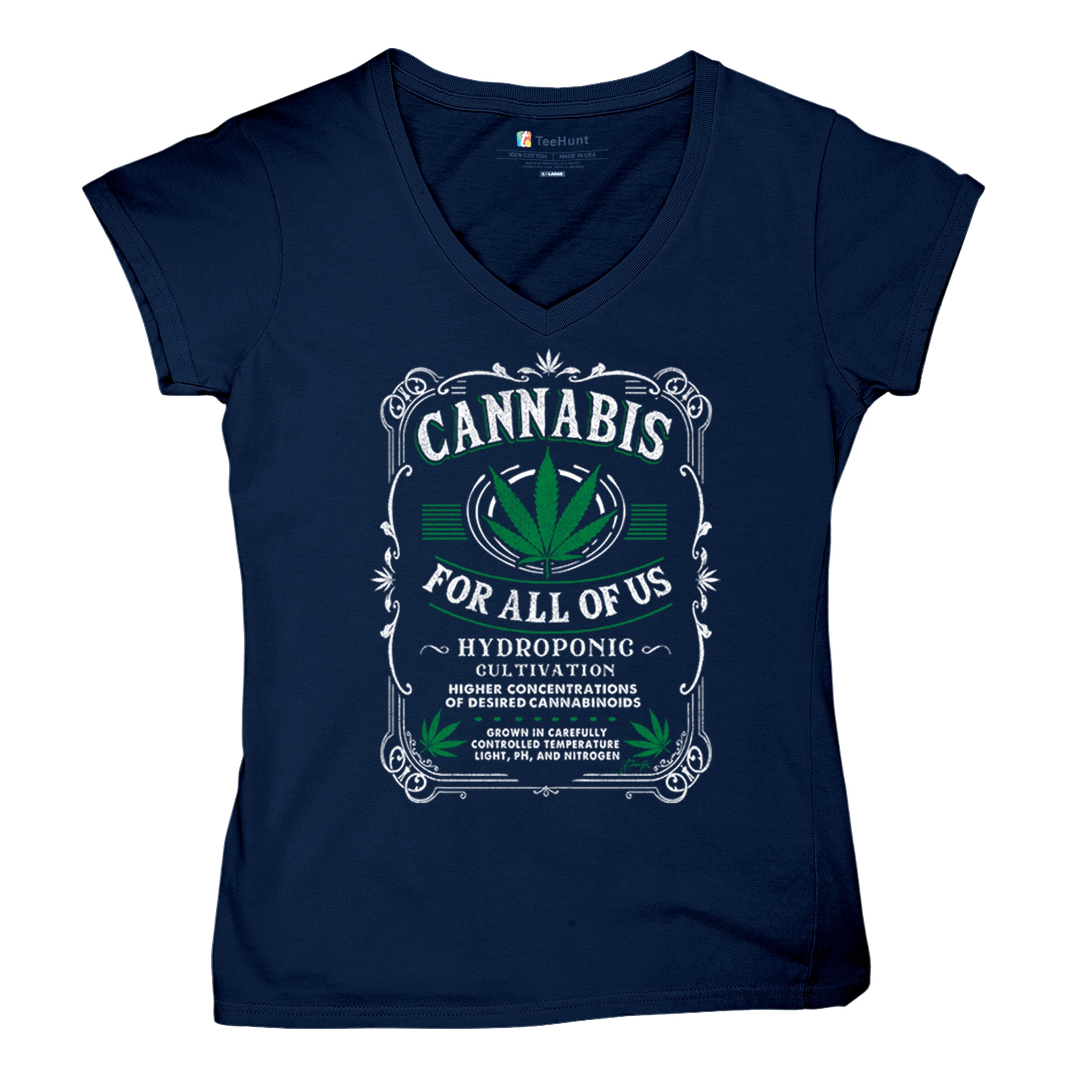 Cannabis For All Women's V-Neck T-shirt 420 Weed Pot Smoking Marijuana Tee - Picture 34 of 57
