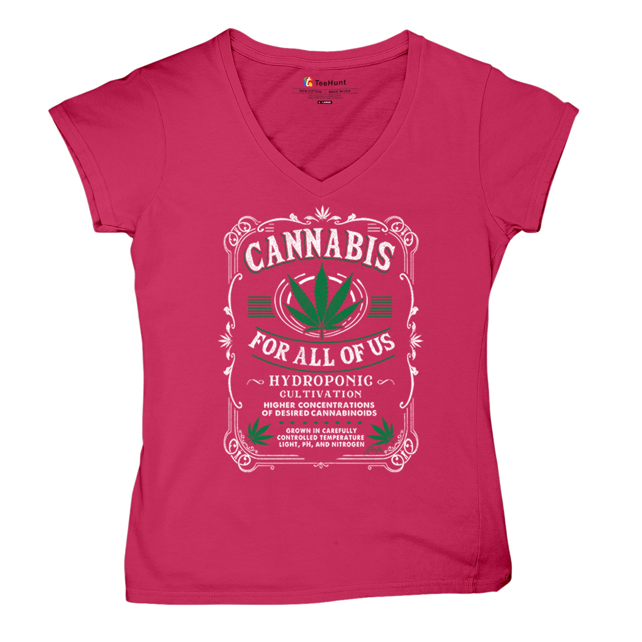 Cannabis For All Women's V-Neck T-shirt 420 Weed Pot Smoking Marijuana Tee - Picture 48 of 57