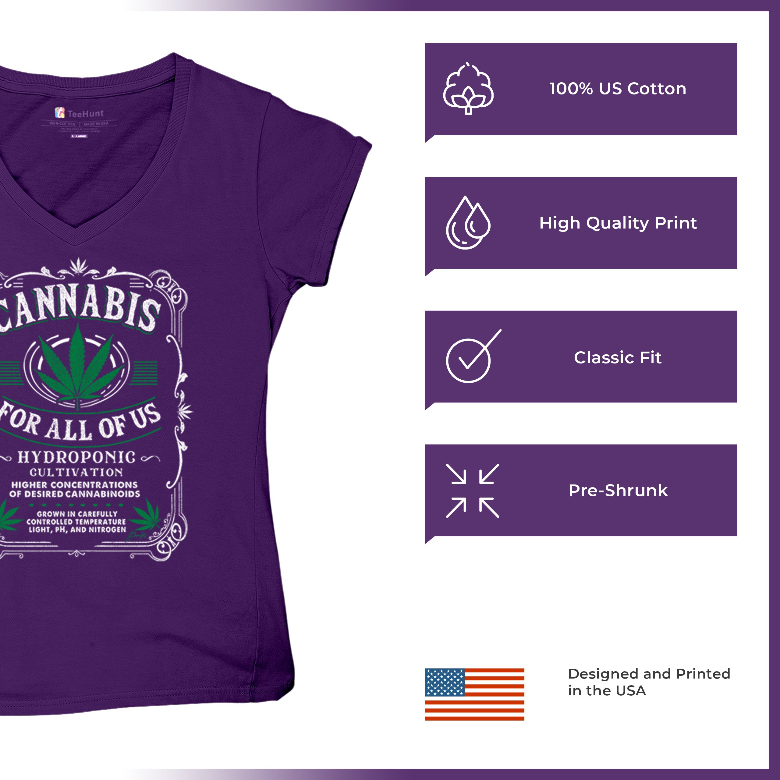 Cannabis For All Women's V-Neck T-shirt 420 Weed Pot Smoking Marijuana Tee - Picture 21 of 57