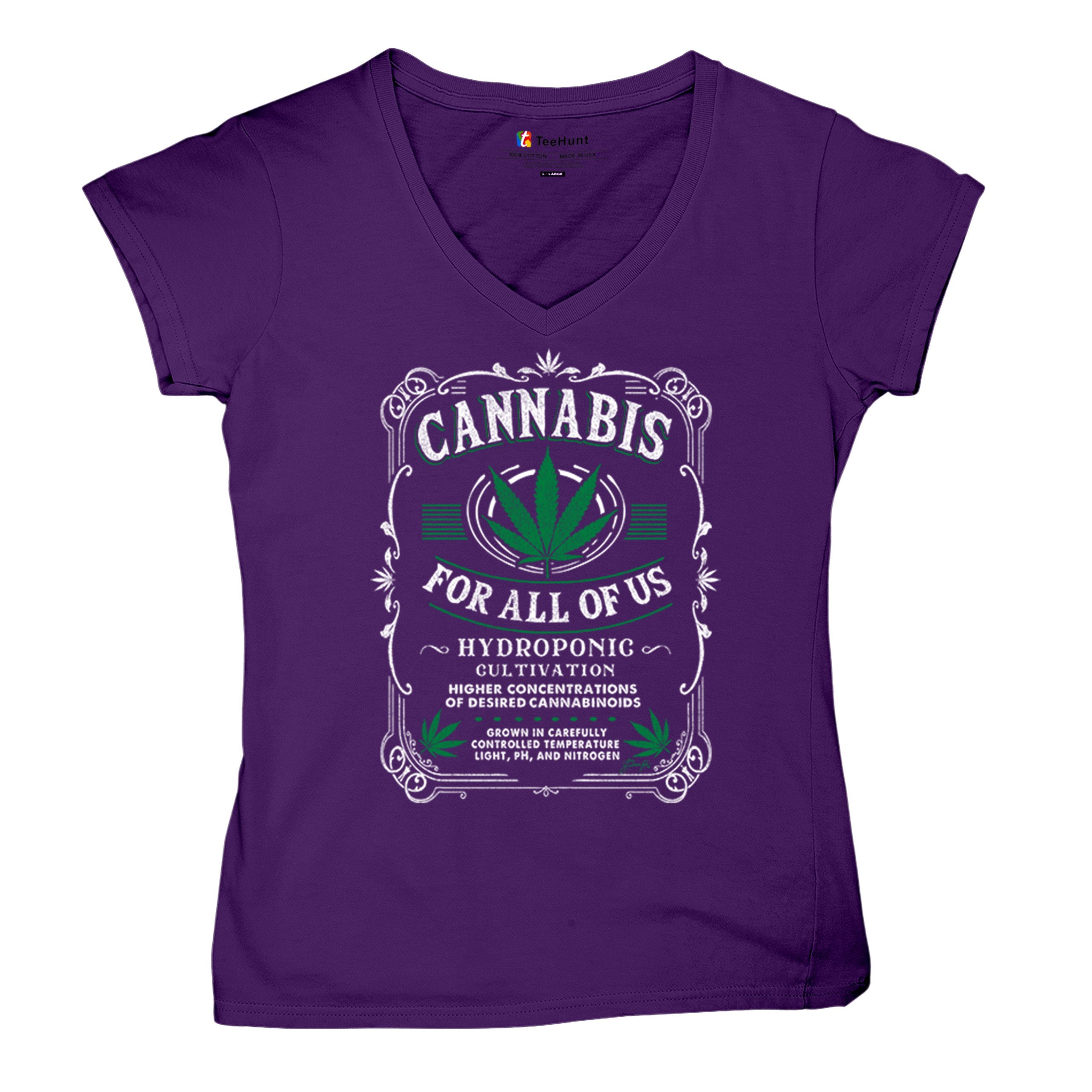 Cannabis For All Women's V-Neck T-shirt 420 Weed Pot Smoking Marijuana Tee - Picture 20 of 57