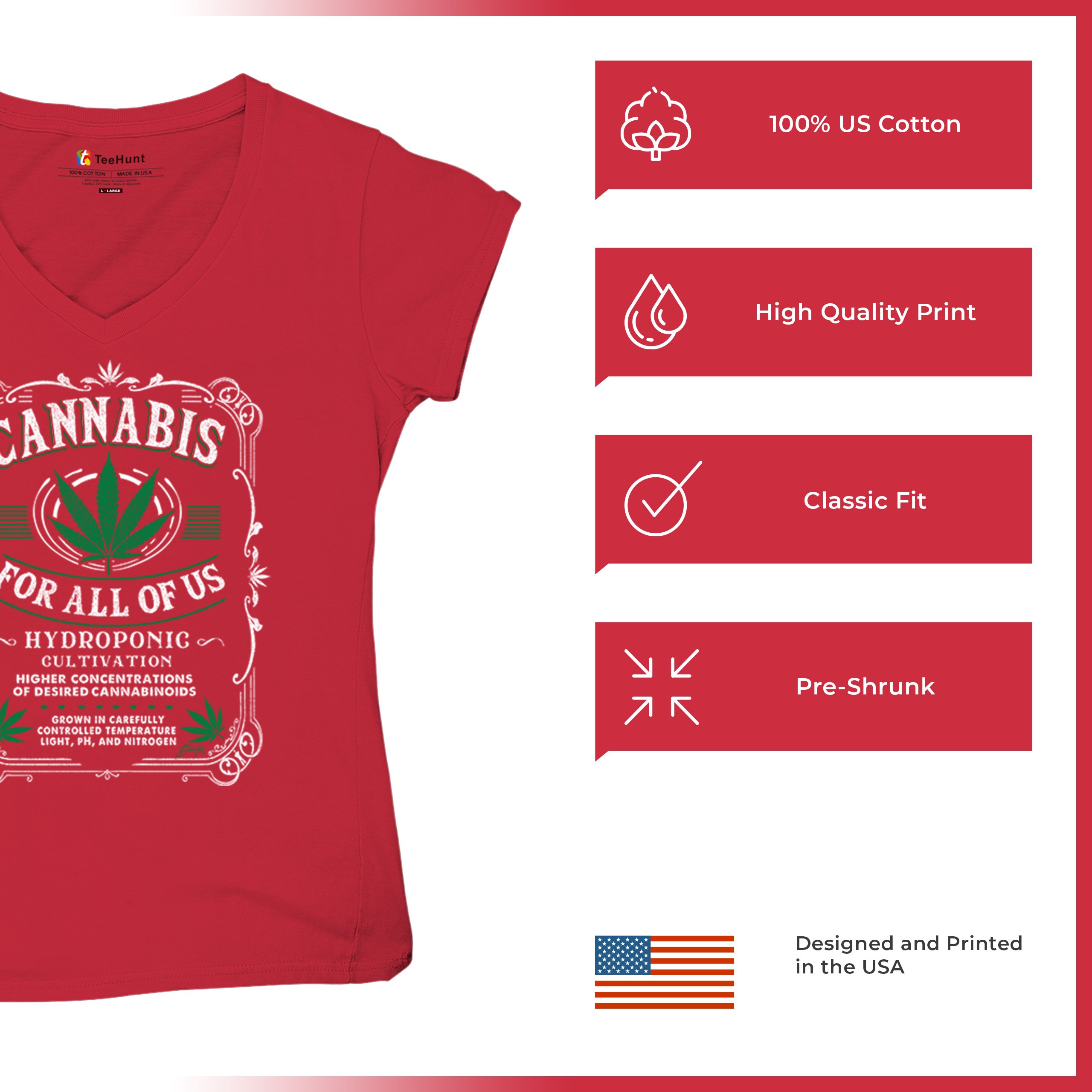 Cannabis For All Women's V-Neck T-shirt 420 Weed Pot Smoking Marijuana Tee - Picture 28 of 57