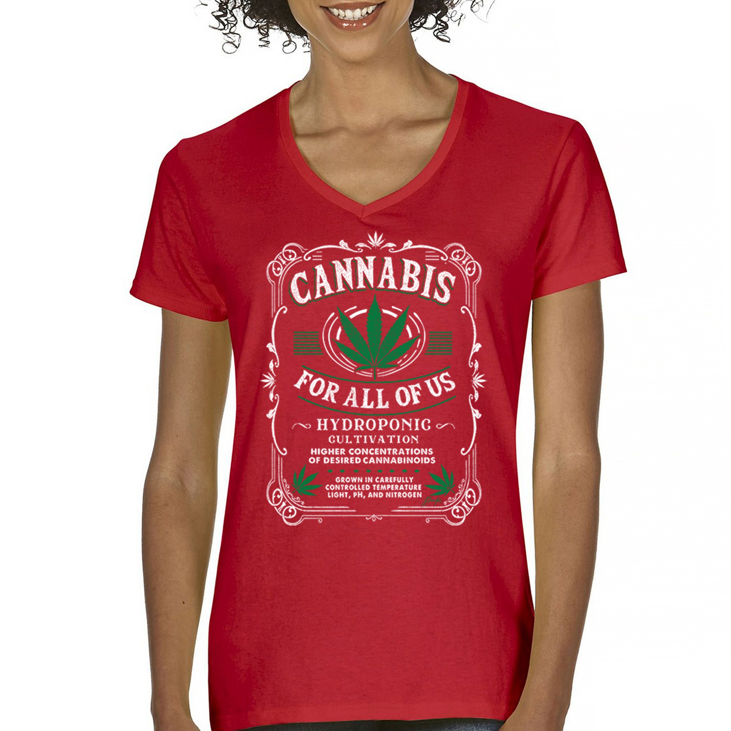 Cannabis For All Women's V-Neck T-shirt 420 Weed Pot Smoking Marijuana Tee - Picture 23 of 57