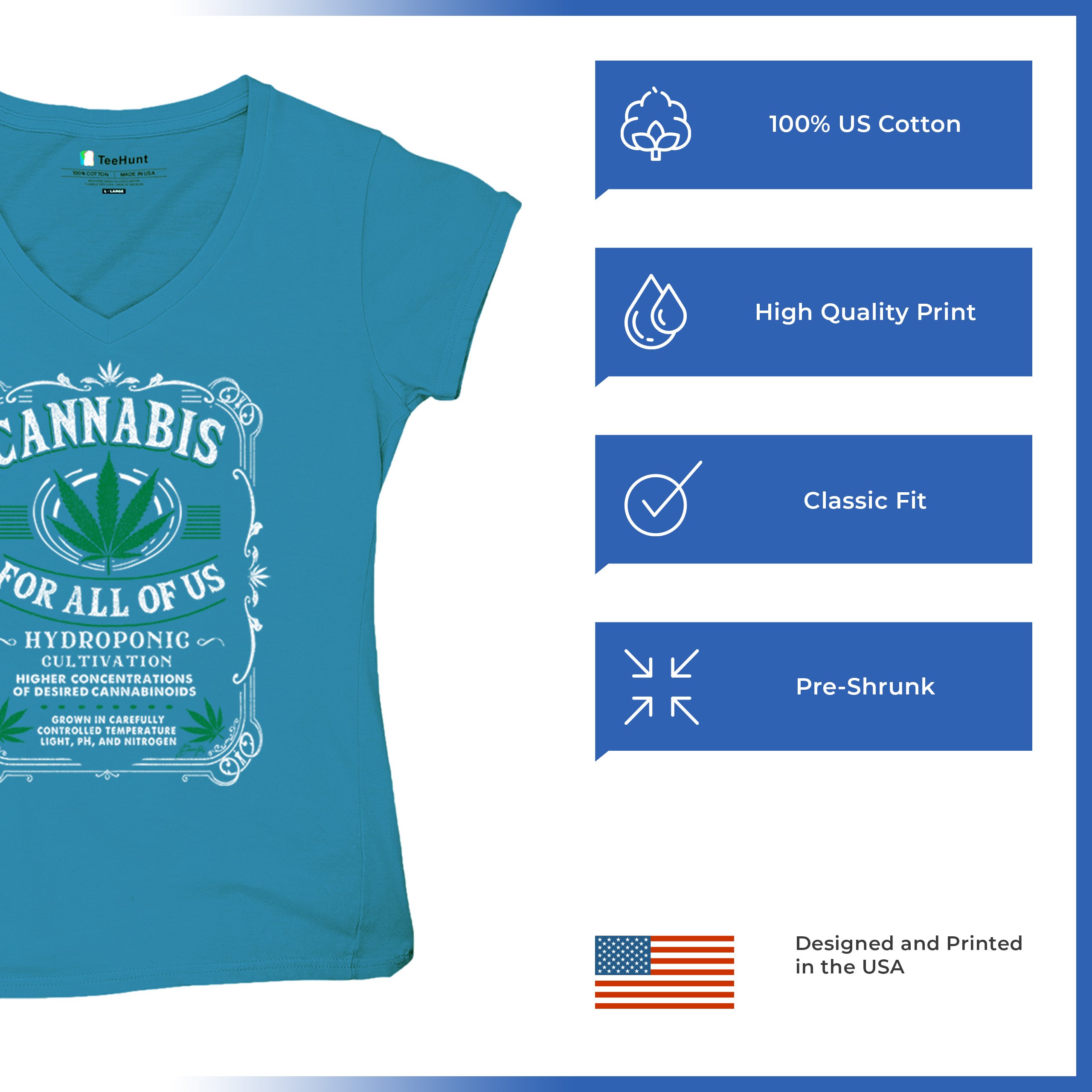 Cannabis For All Women's V-Neck T-shirt 420 Weed Pot Smoking Marijuana Tee - Picture 56 of 57
